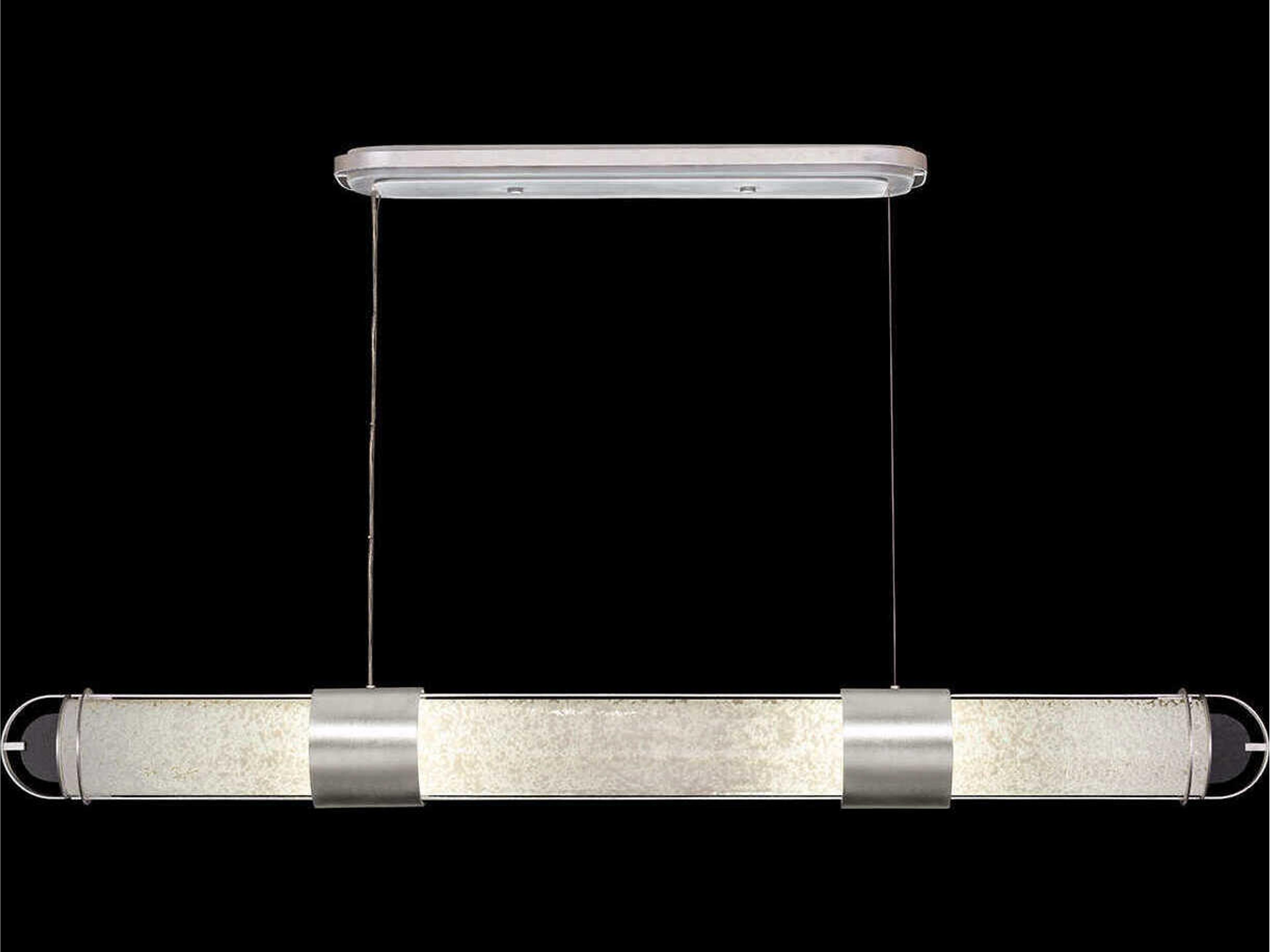 Fine Art Handcrafted Lighting Bond 4-Light Silver Linear Island Pendant