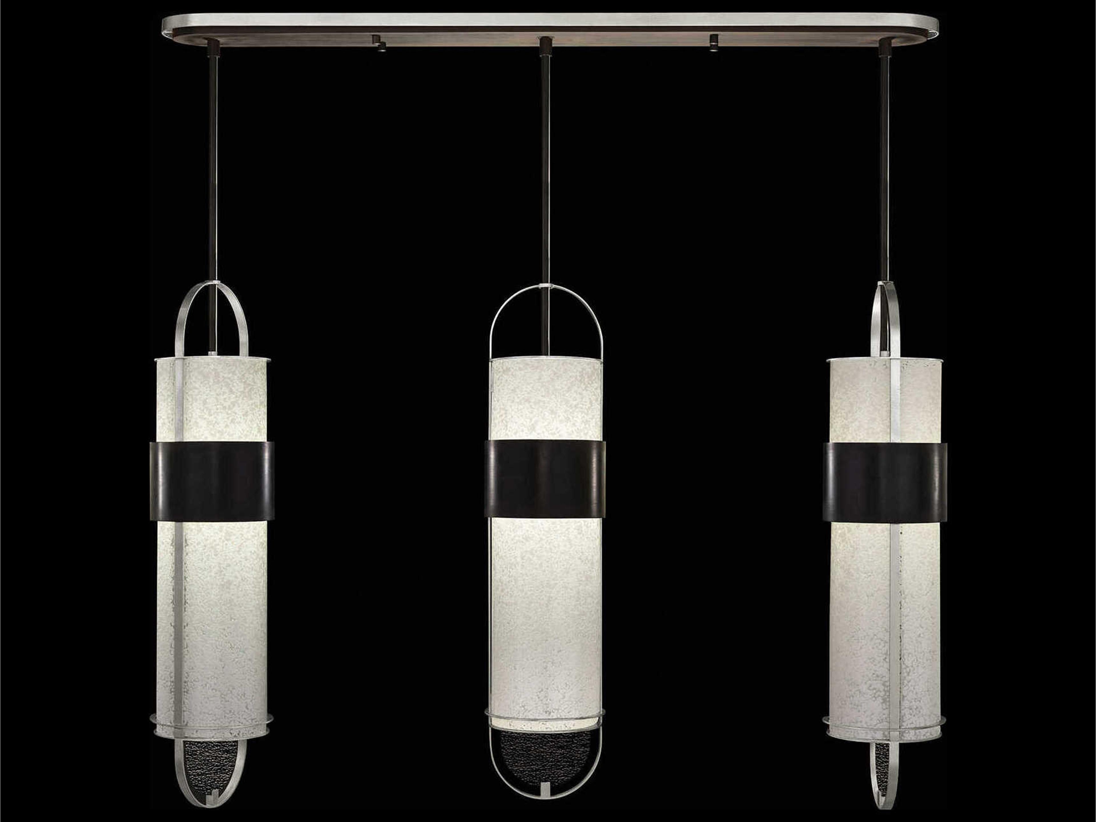 Fine Art Handcrafted Lighting Bond 6-Light Black Silver Linear Island Pendant