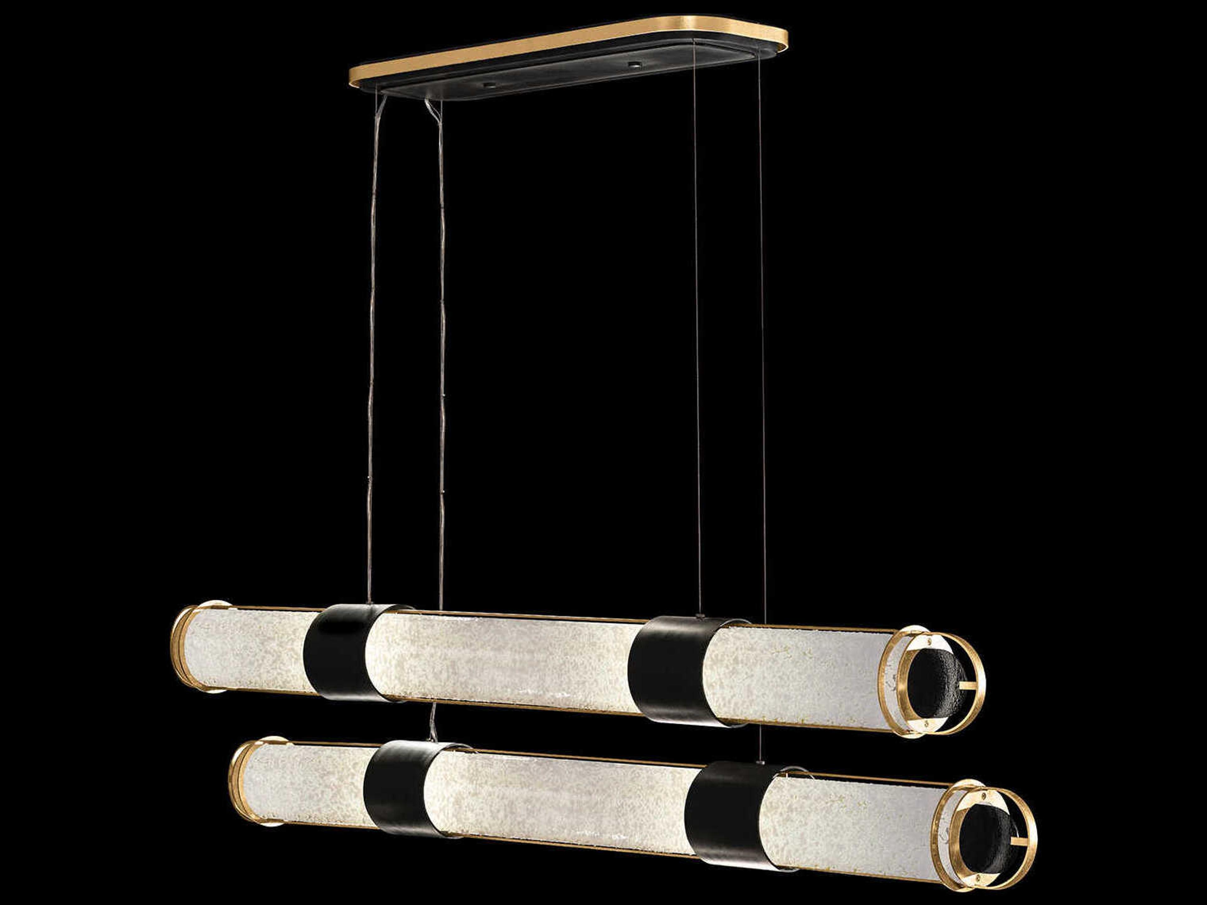 Fine Art Handcrafted Lighting Bond 8-Light Black Gold Linear Island Pendant