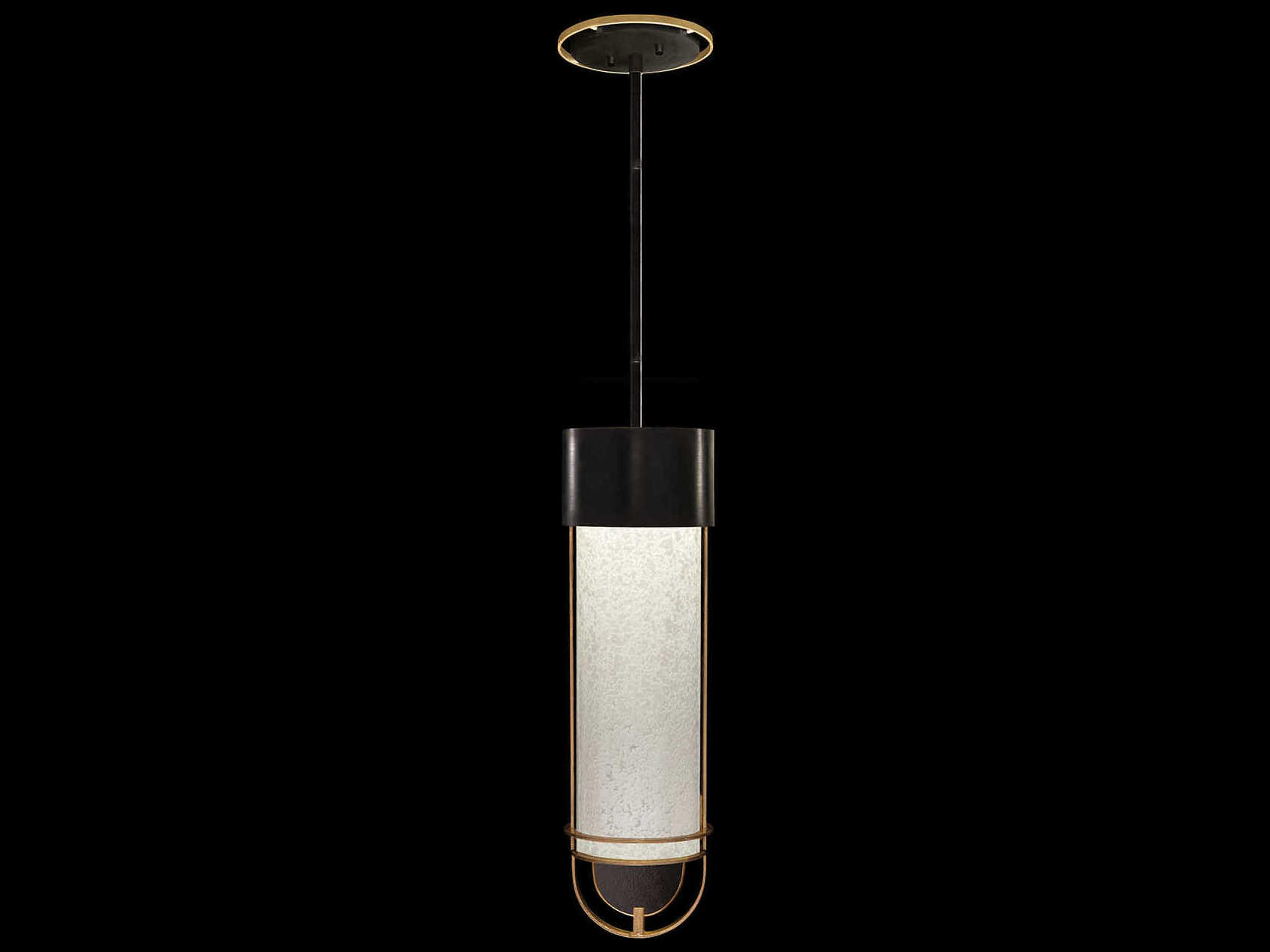 Fine Art Handcrafted Lighting Bond 1-Light Black Gold Cylinder Mini Pendant