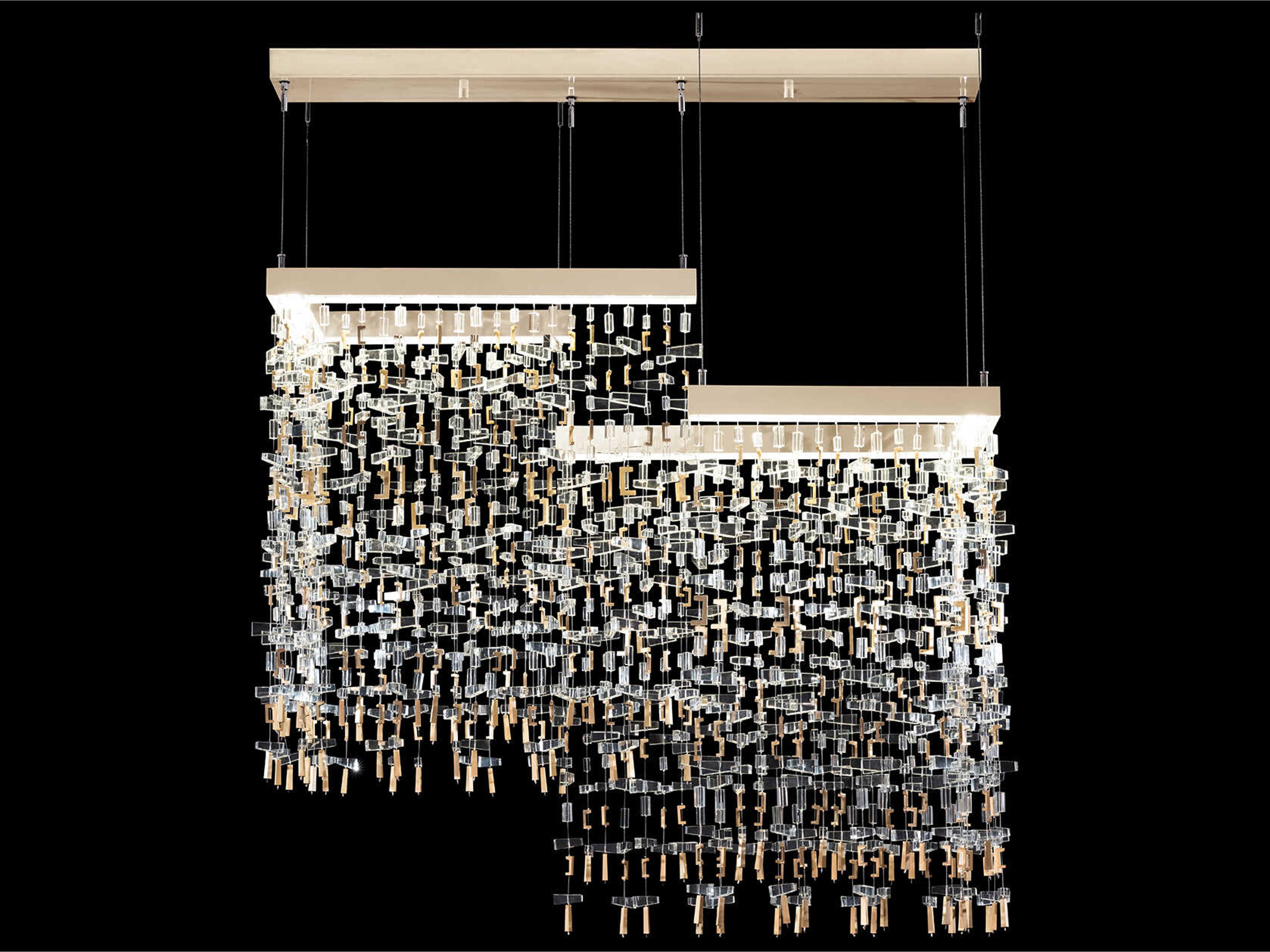 Capri 18-Light Soft Gold Leaf Linear Island Pendant