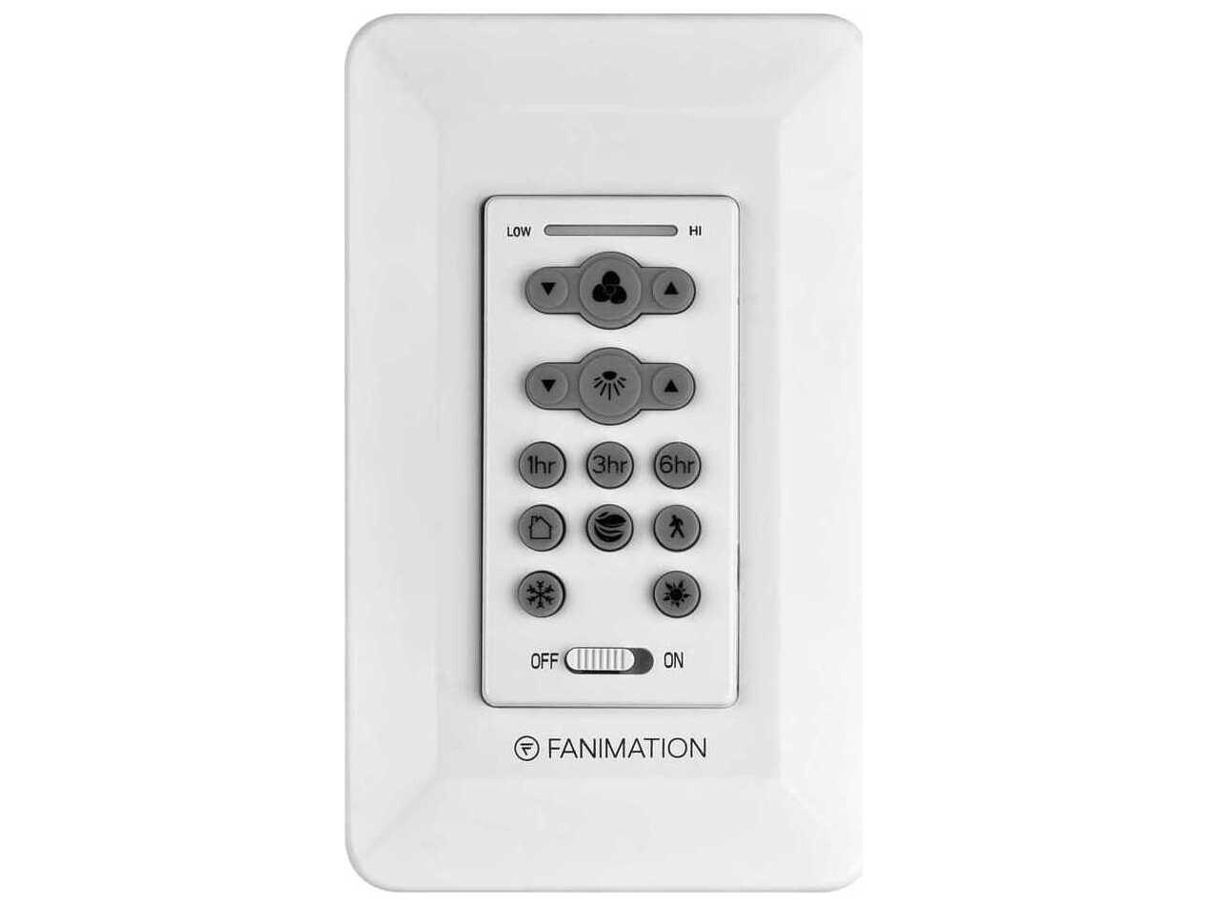 Controls Ceiling Fan Wall Control Reversing - 6 Speed DC Motor Fan and Uplight/Downlight - White