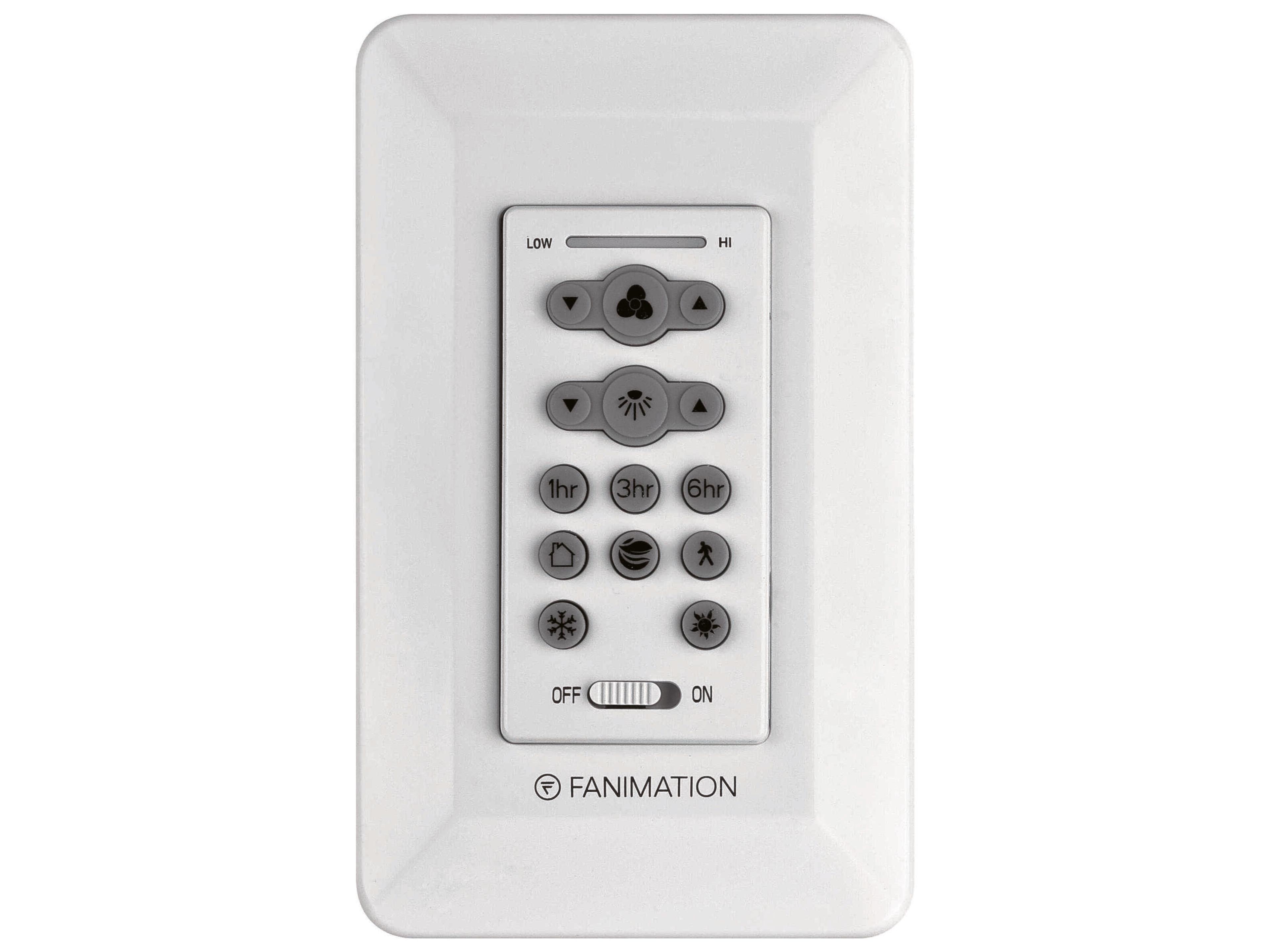 Fanimation Controls Ceiling Fan Wall Control Reversing - 6 Speed DC Motor Fan and Uplight/Downlight - White