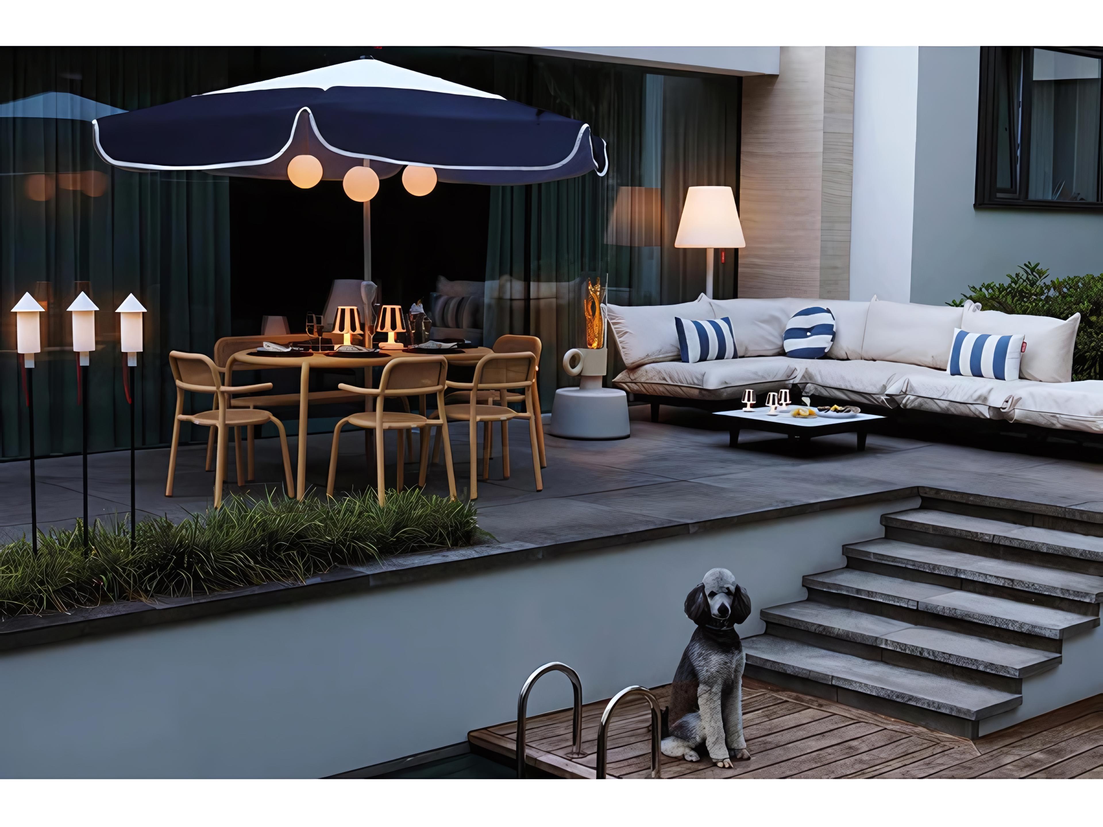 Fatboy Outdoor Circle Pillow in Stripe Ocean Blue