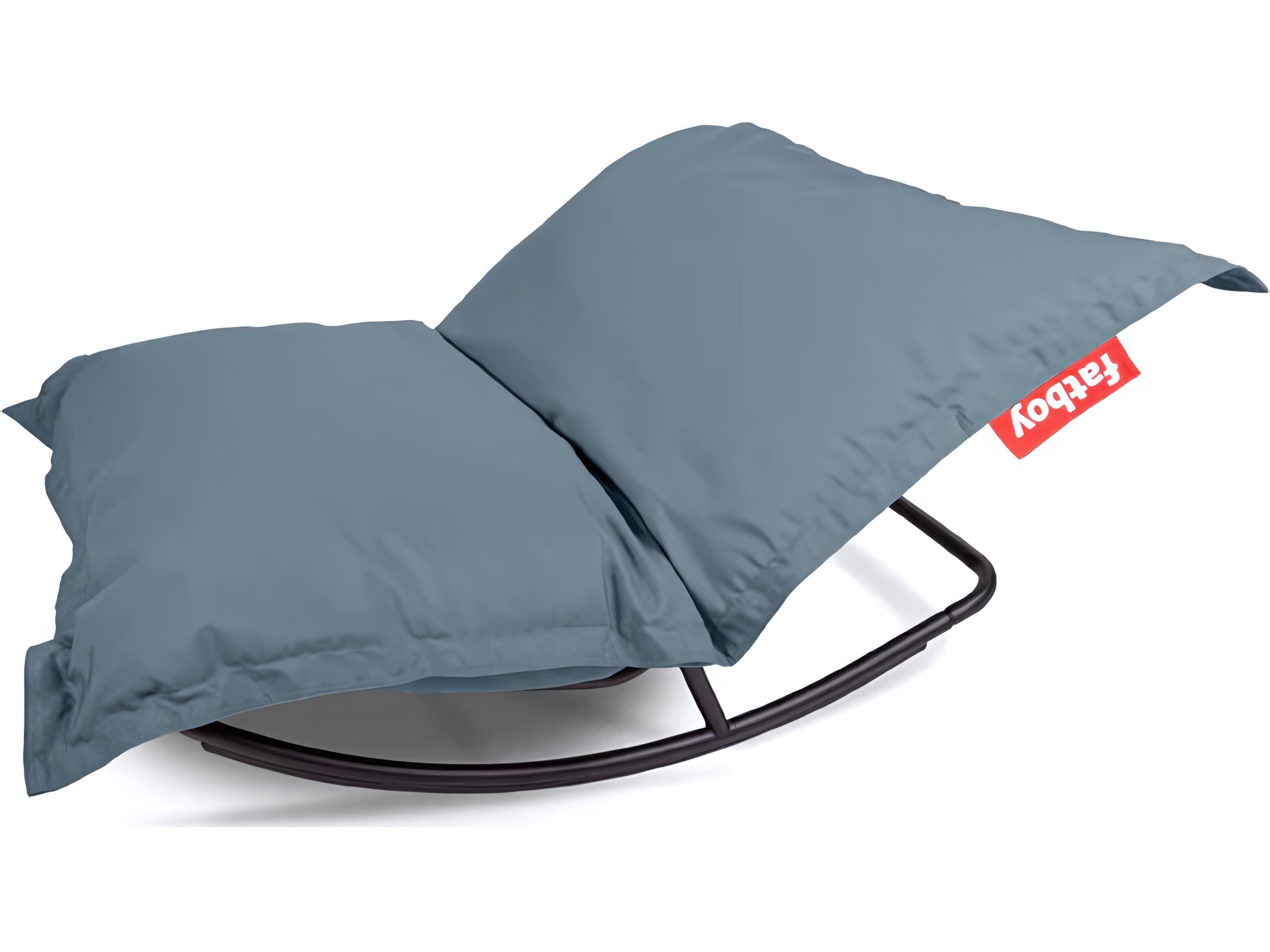 Original Slim Bean Bag Chair Rock 'n Roll Rocker Bundle in Storm Blue