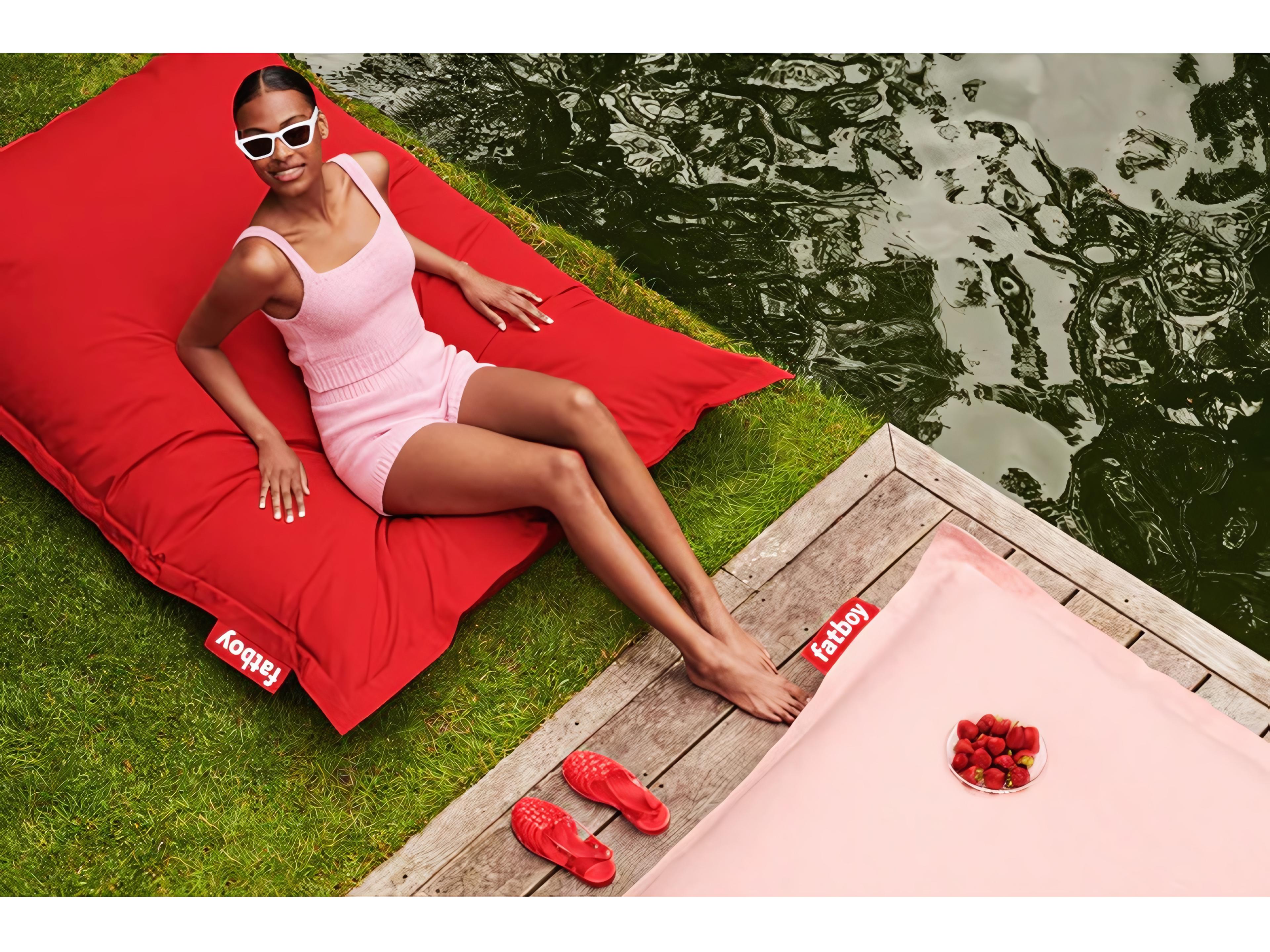 Fatboy Outdoor Original Bean Bag Chair Rock 'n Roll Rocker Bundle in Red