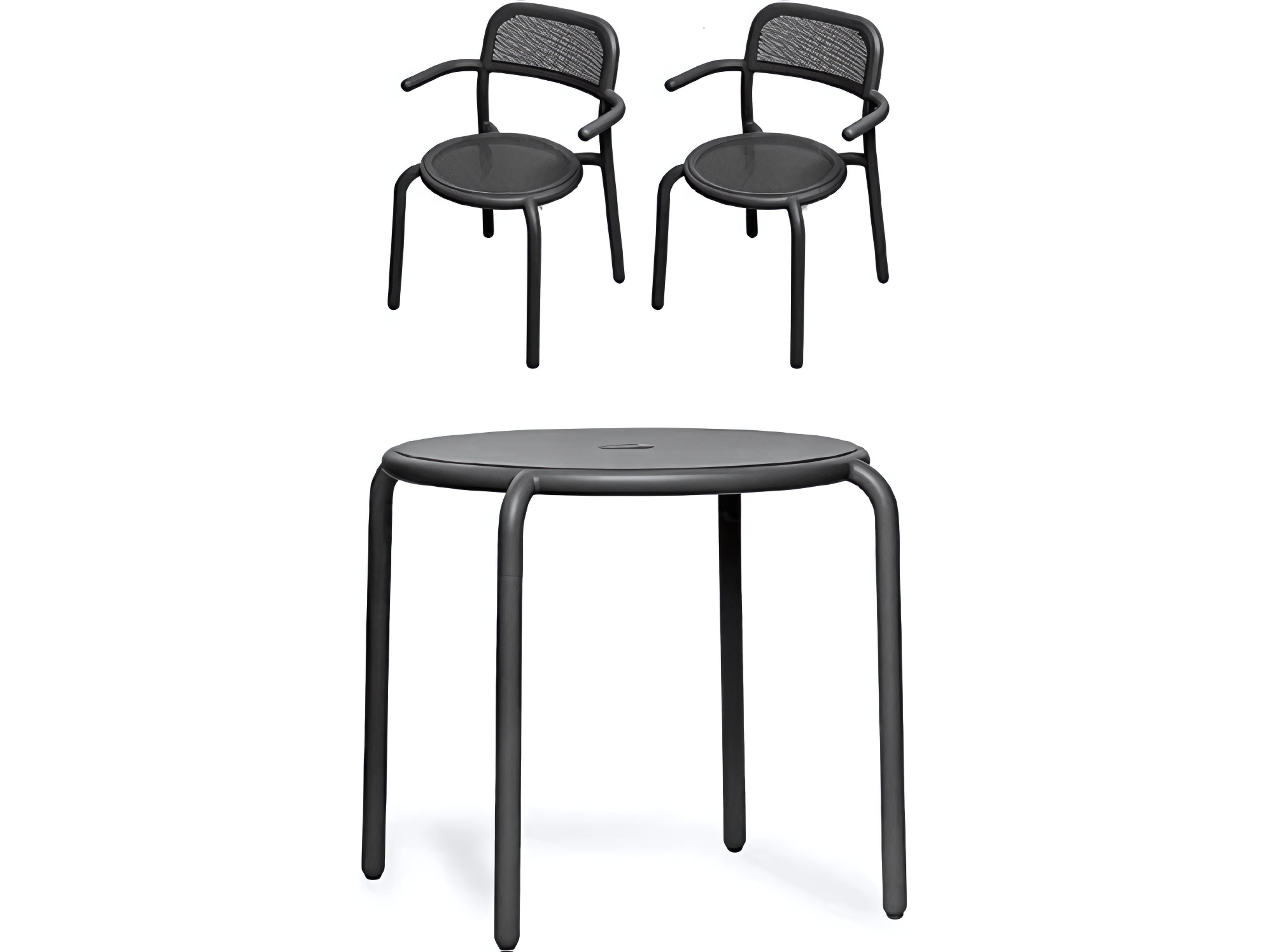 Toni Bistro Set with Armchairs in Anthracite