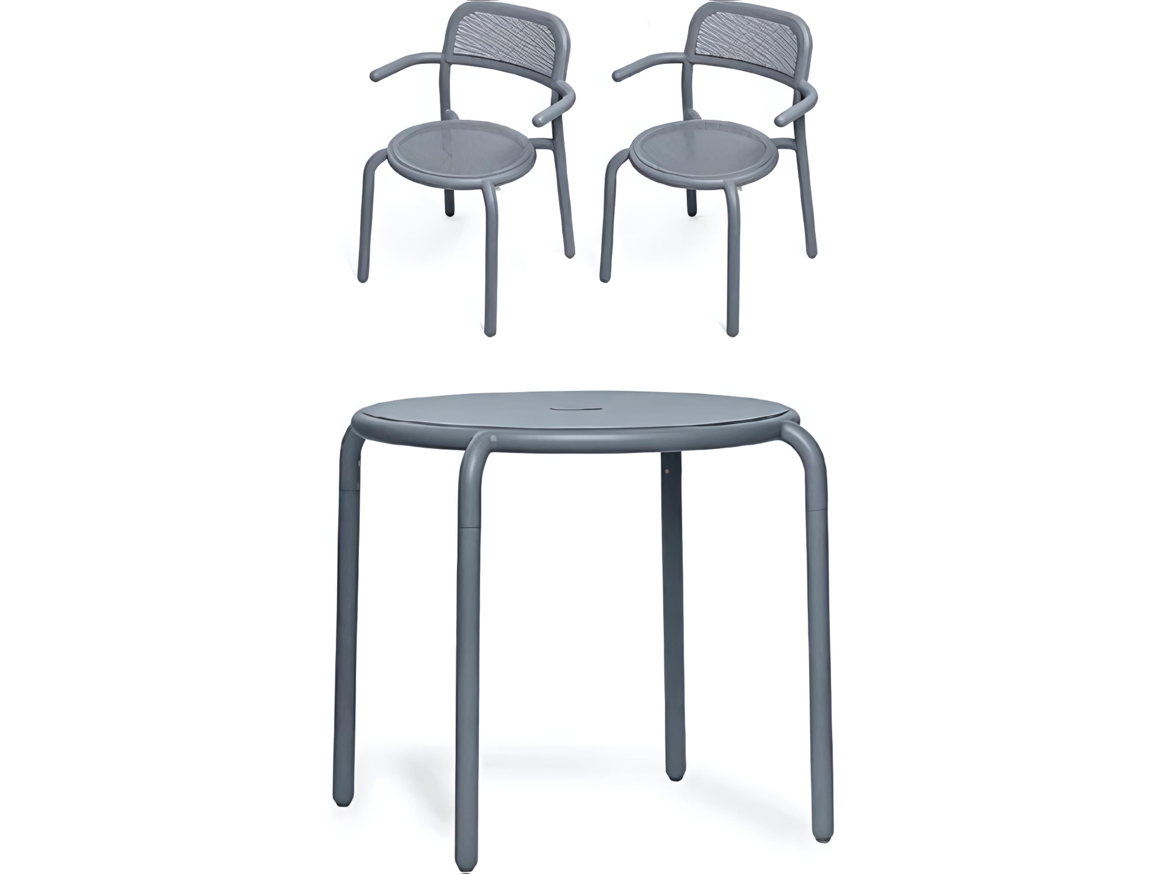 Toni Bistro Set with Armchairs in Elephant