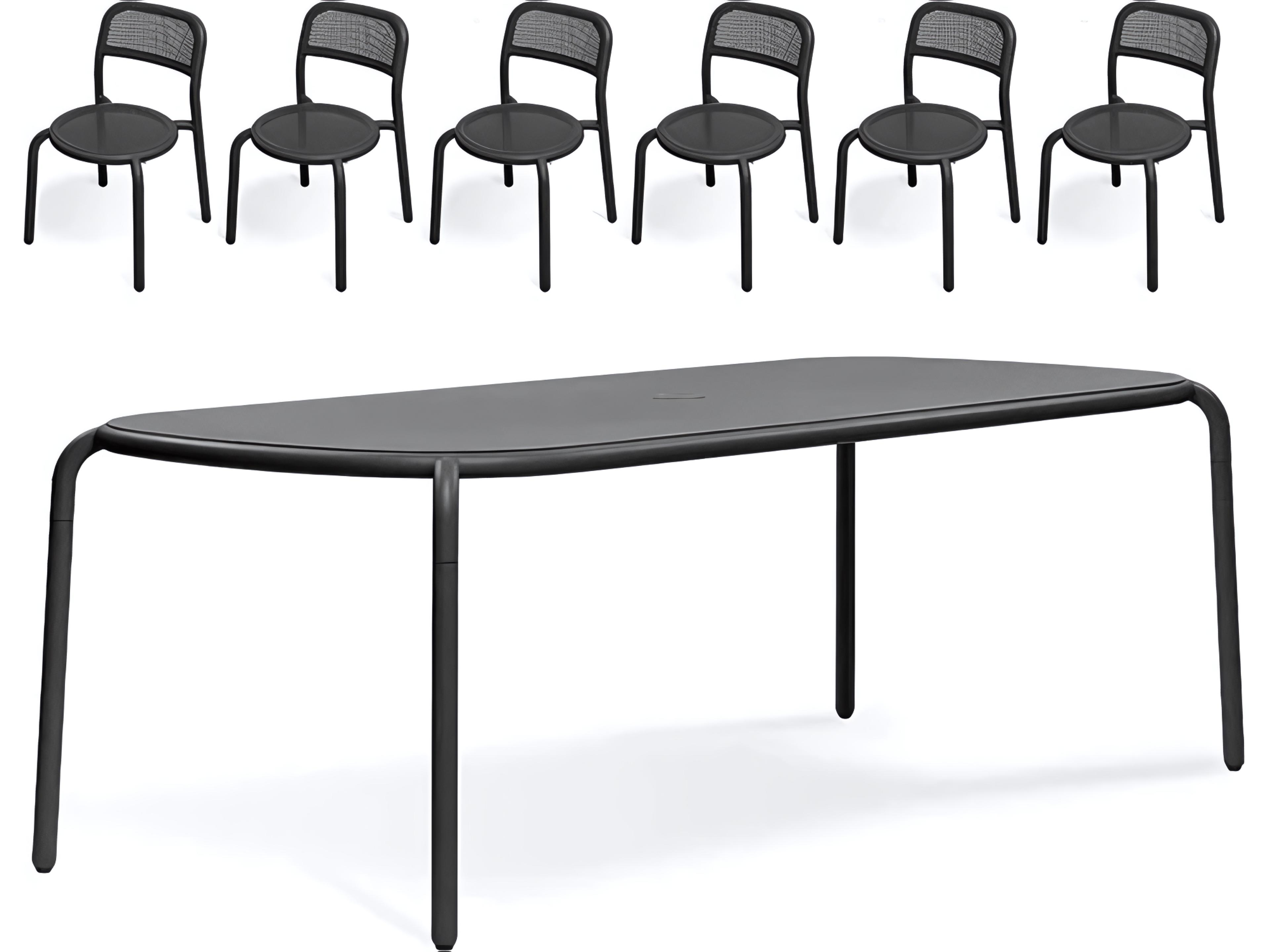 Toni Tablo Dining Set with Side Chairs in Anthracite