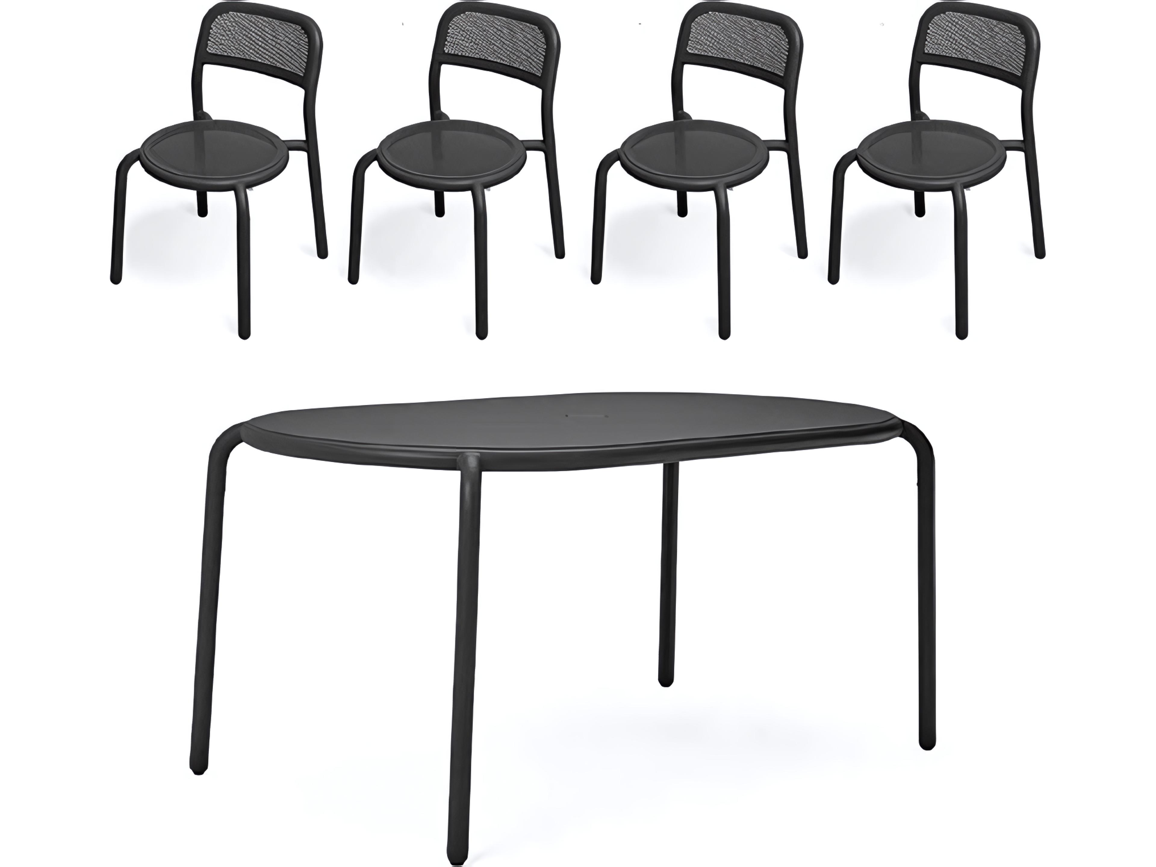 Toni Tavolo Dining Set with Side Chairs in Anthracite