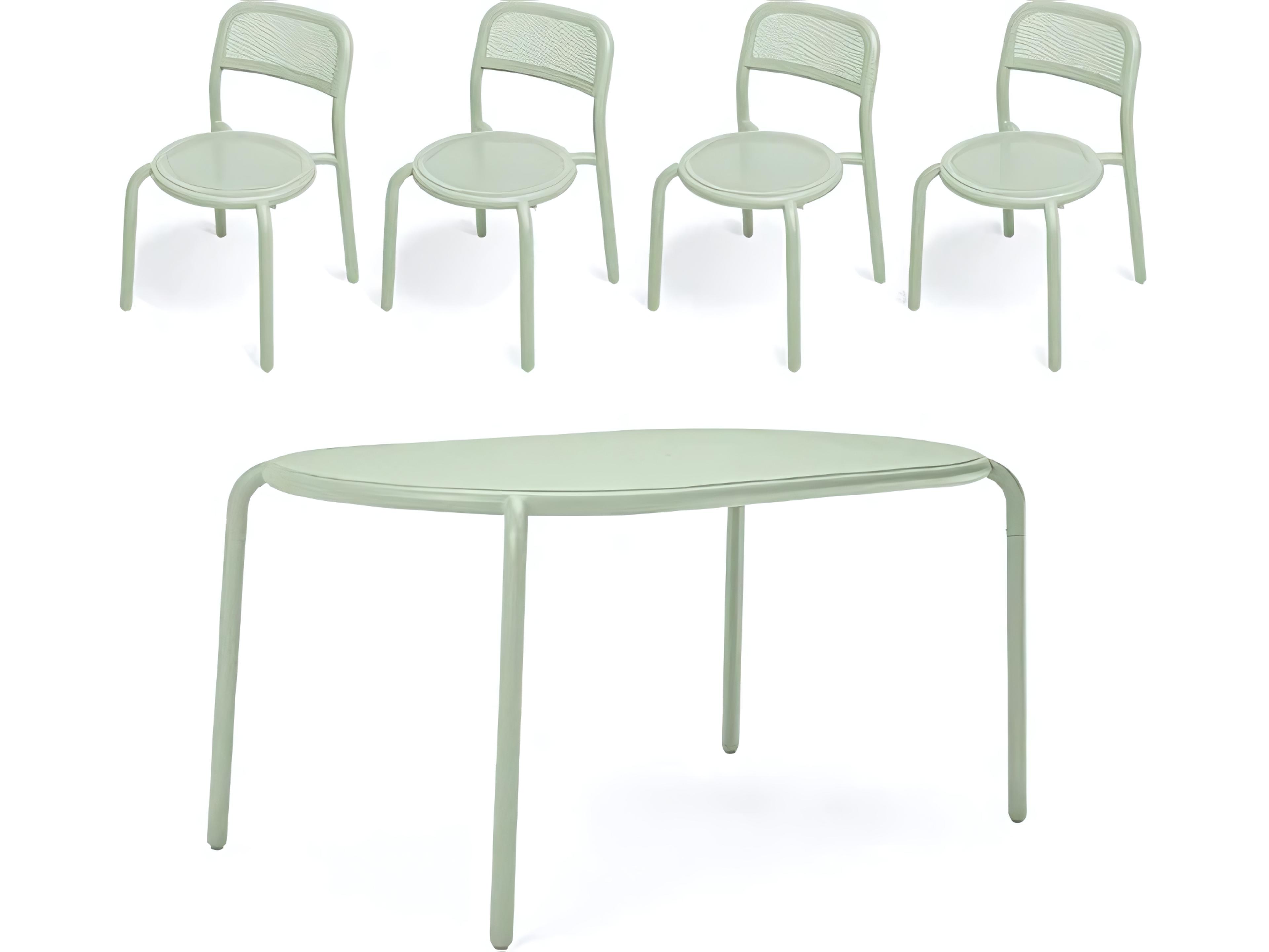 Toni Tavolo Dining Set with Side Chairs in Mist Green