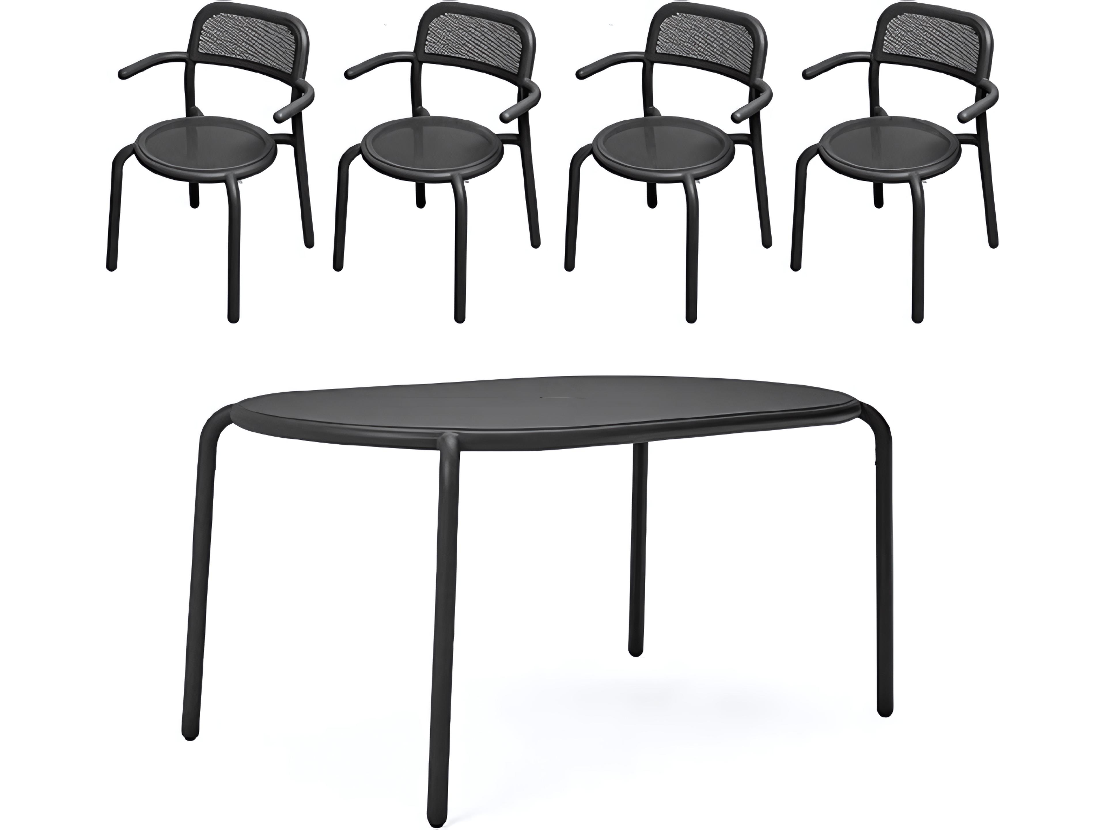 Toni Tavolo Dining Set with Armchairs in Anthracite