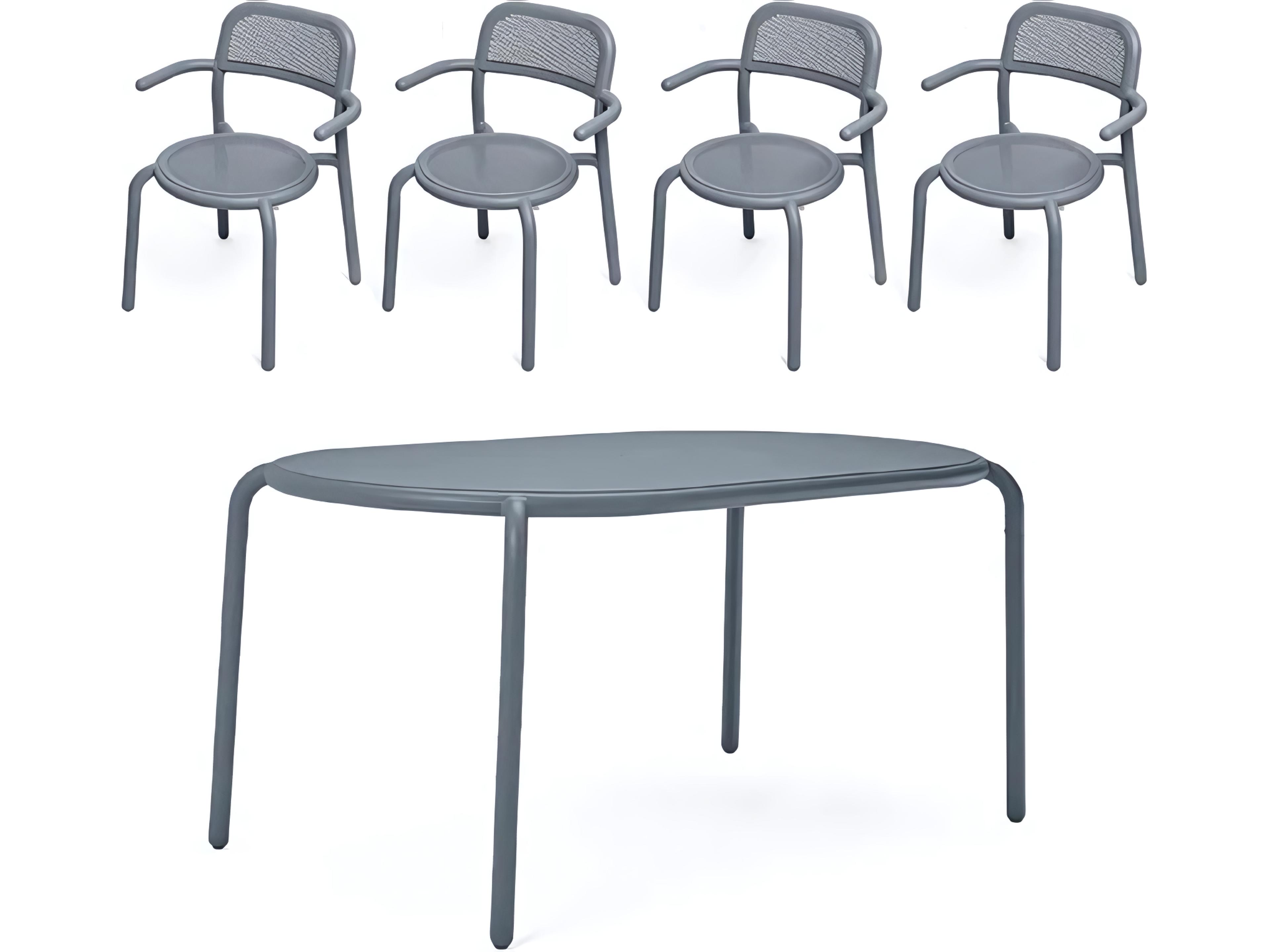 Toni Tavolo Dining Set with Armchairs in Elephant