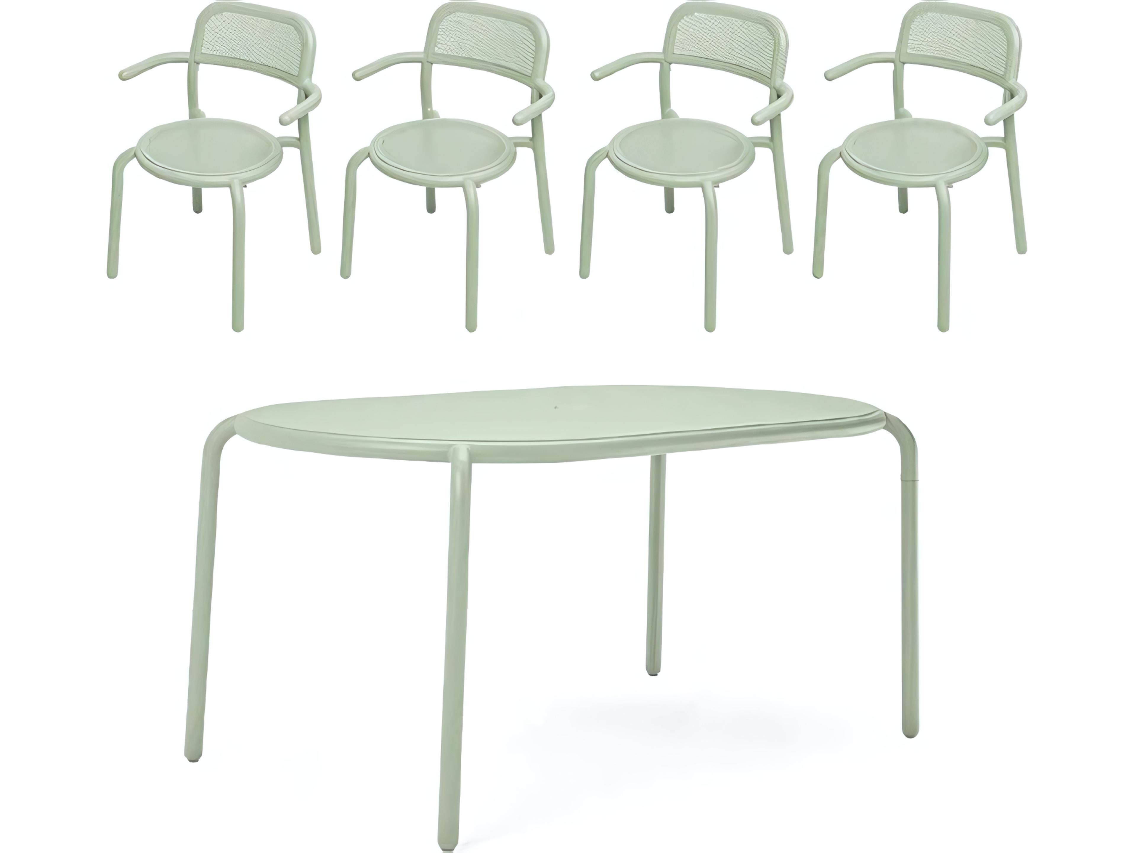 Toni Tavolo Dining Set with Armchairs in Mist Green