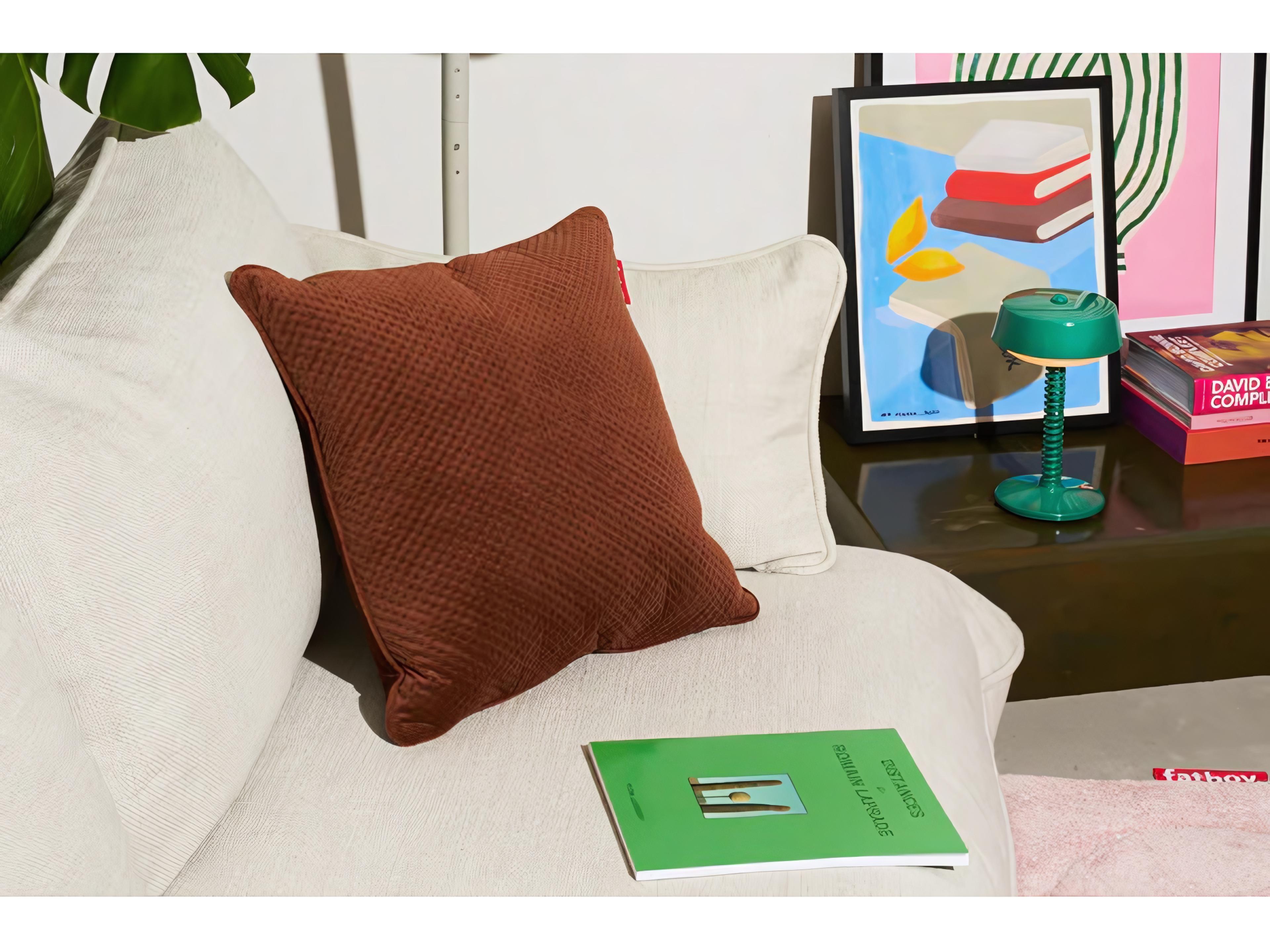 Fatboy Square Recycled Royal Velvet Accent Pillow in Tobacco