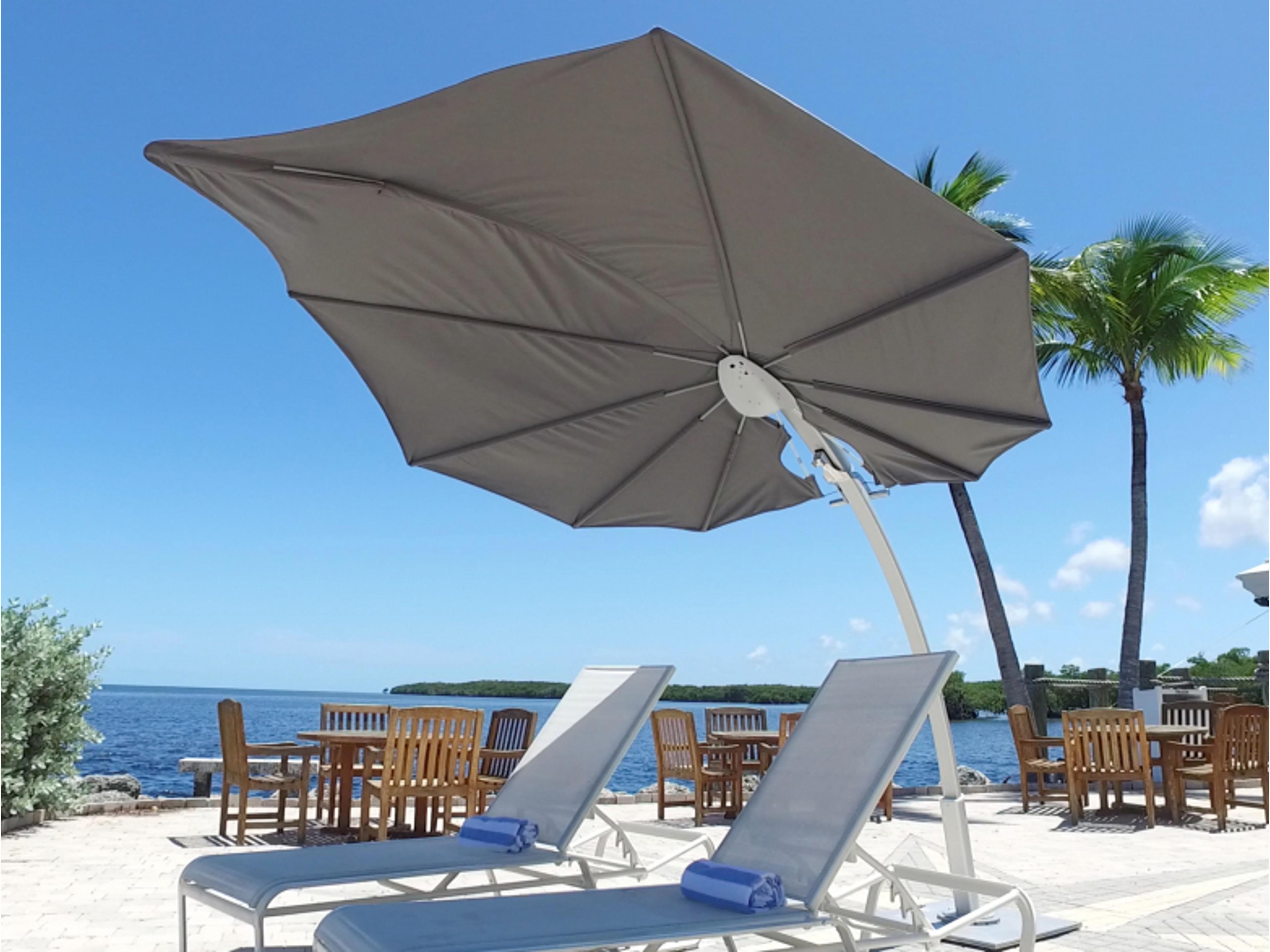 Fiberbuilt Patio Umbrellas Euro Bali Aluminum Platinum 10 Foot Octagon Manual Lift Patio Umbrella