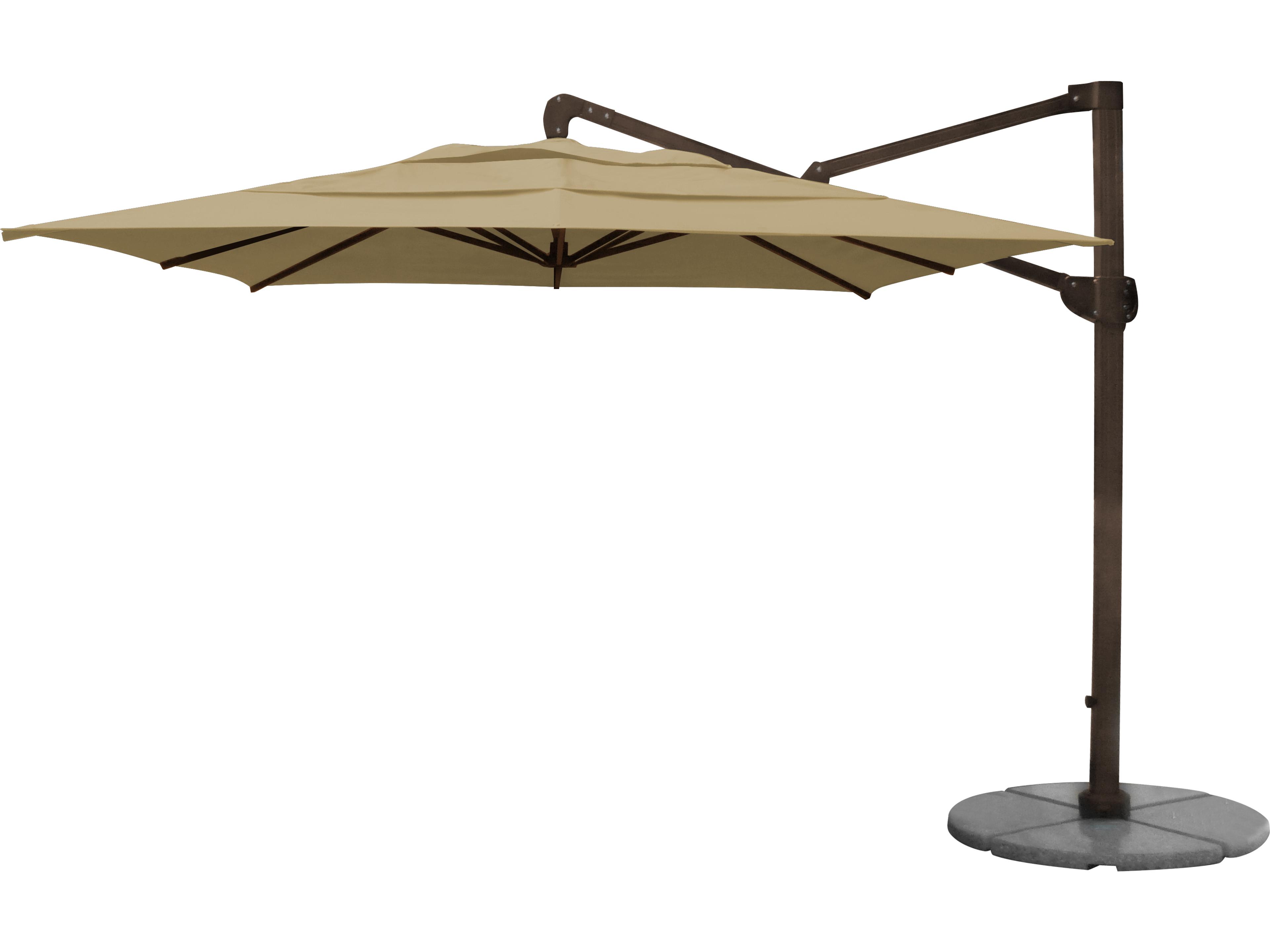 Fiberbuilt Outdoor Umbrellas Cantilever 10 Foot Square Trigger Crank with Base