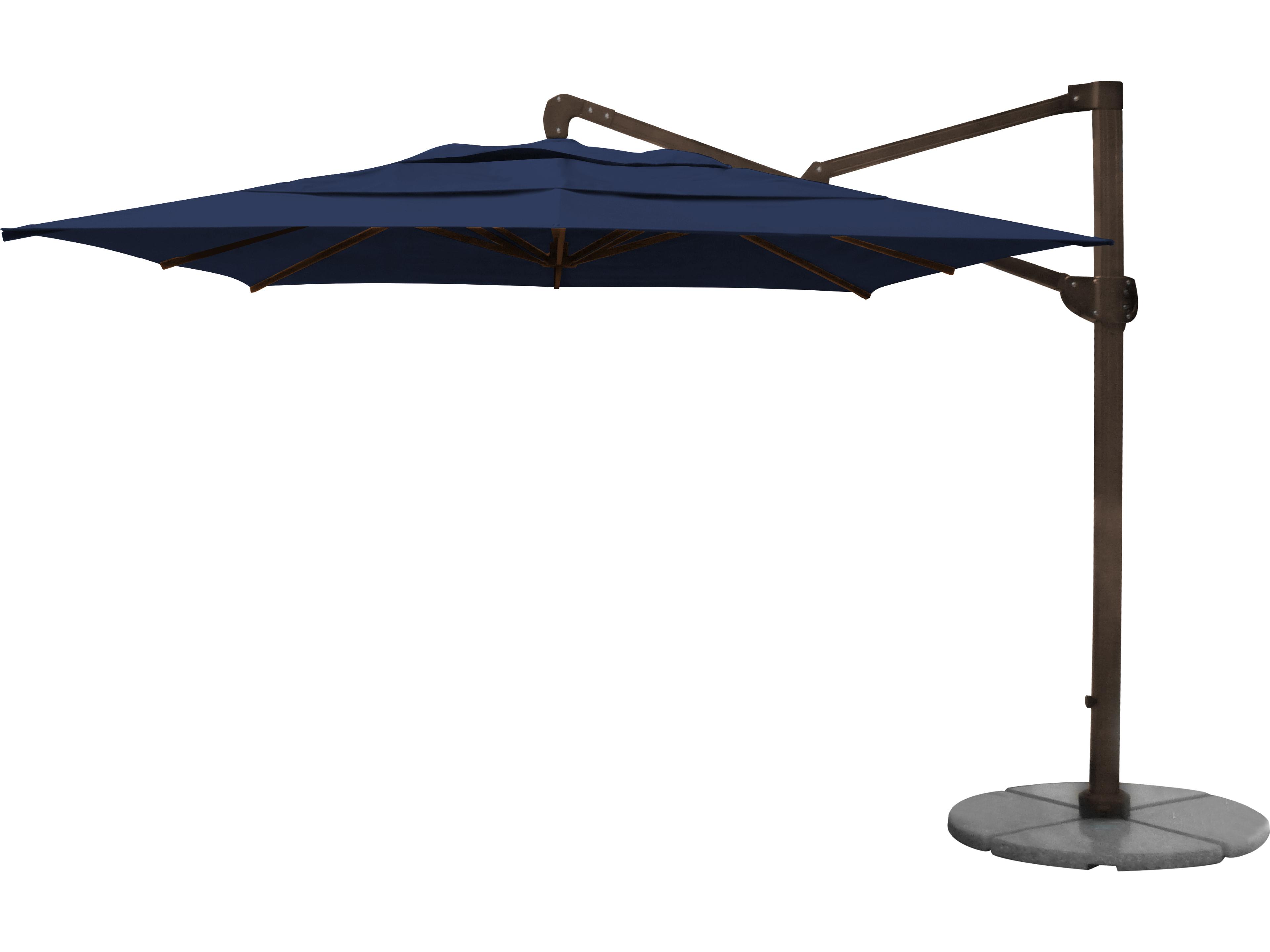Fiberbuilt Outdoor Umbrellas Cantilever 10 Foot Square Trigger Crank with Base
