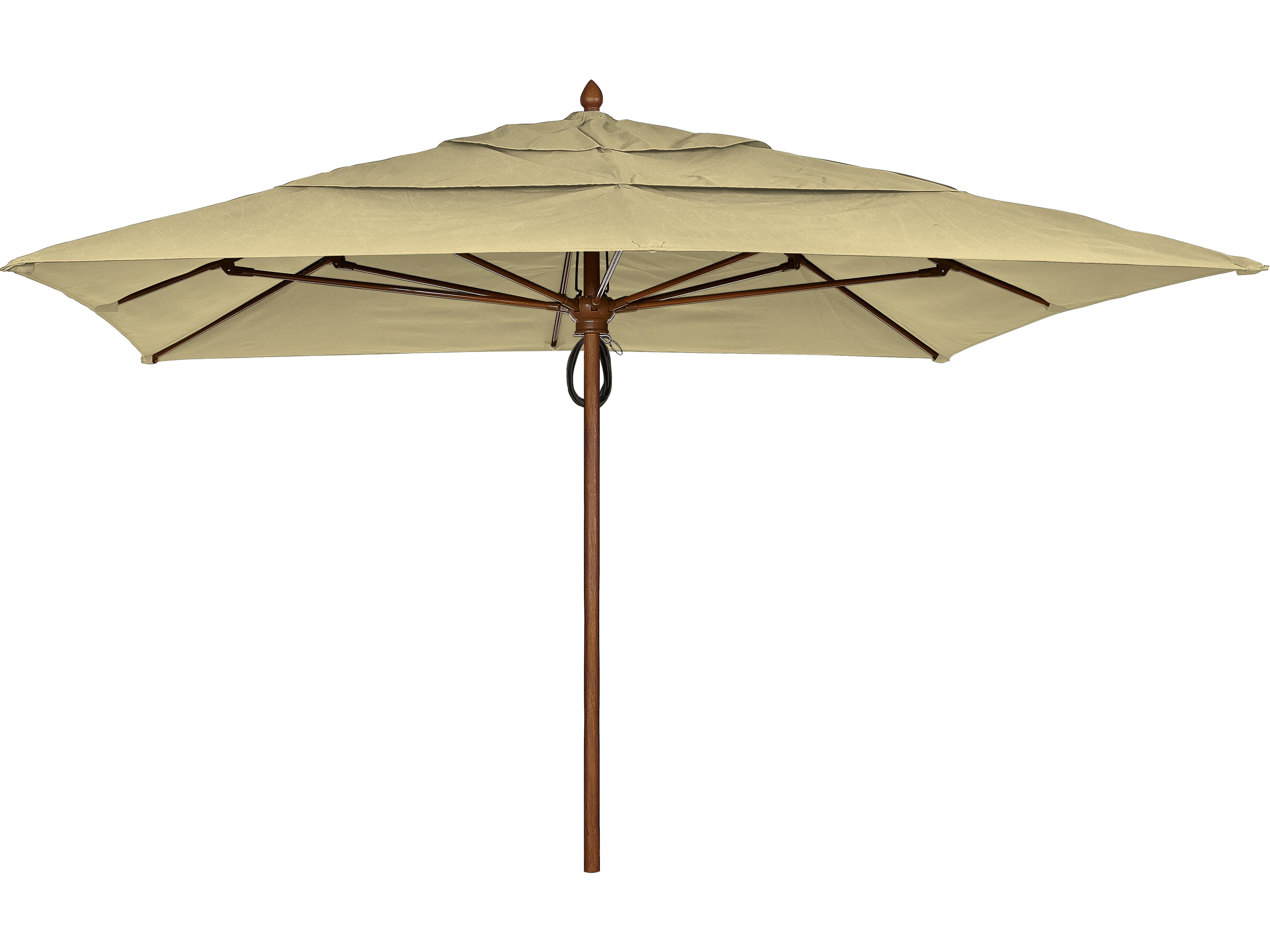 Fiberbuilt Patio Umbrellas Augusta Fiber Teak 10 Foot Square Pulley & Pin Patio Umbrella