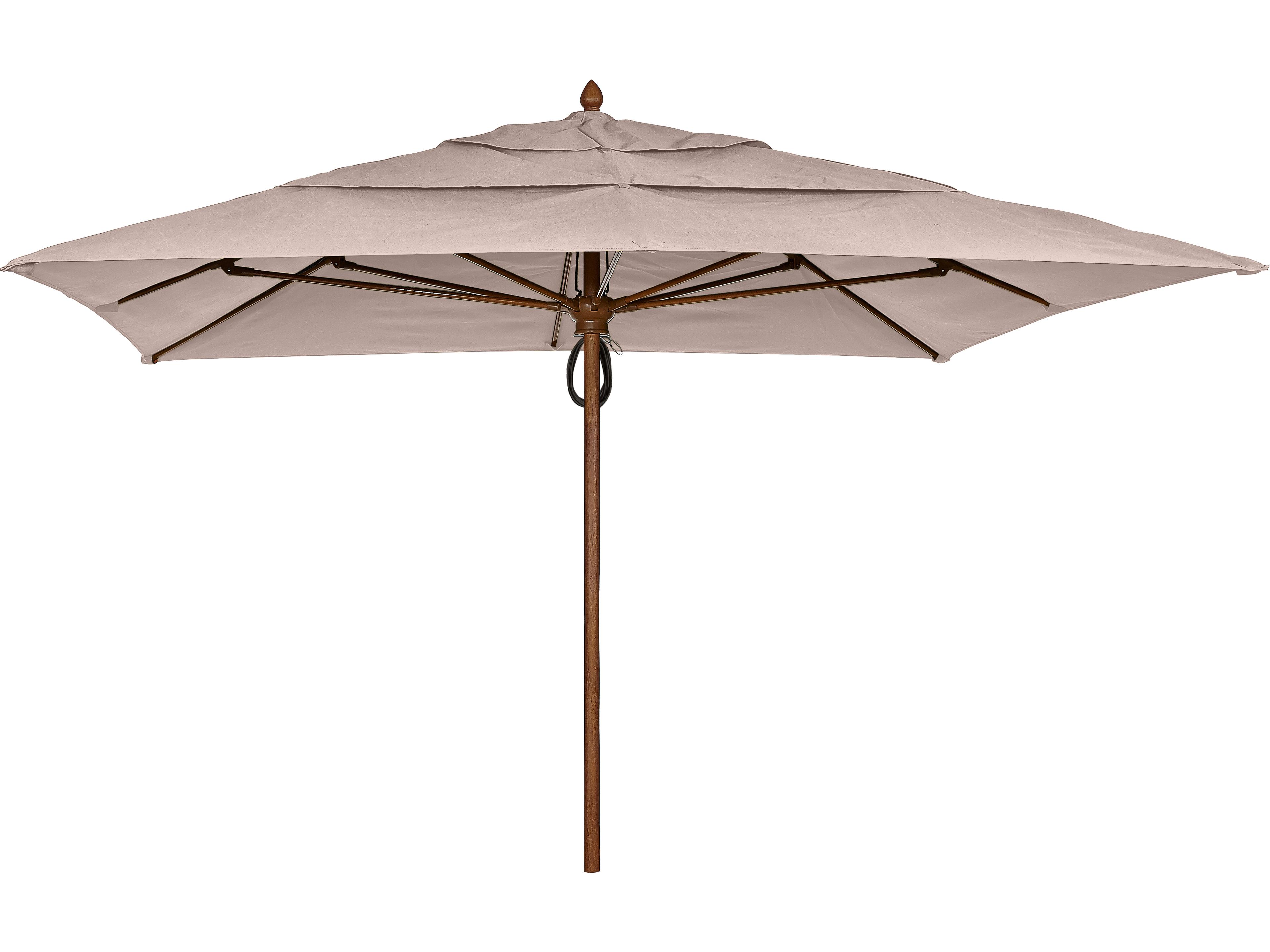 Fiberbuilt Patio Umbrellas Augusta Fiber Teak 10 Foot Square Pulley & Pin Patio Umbrella