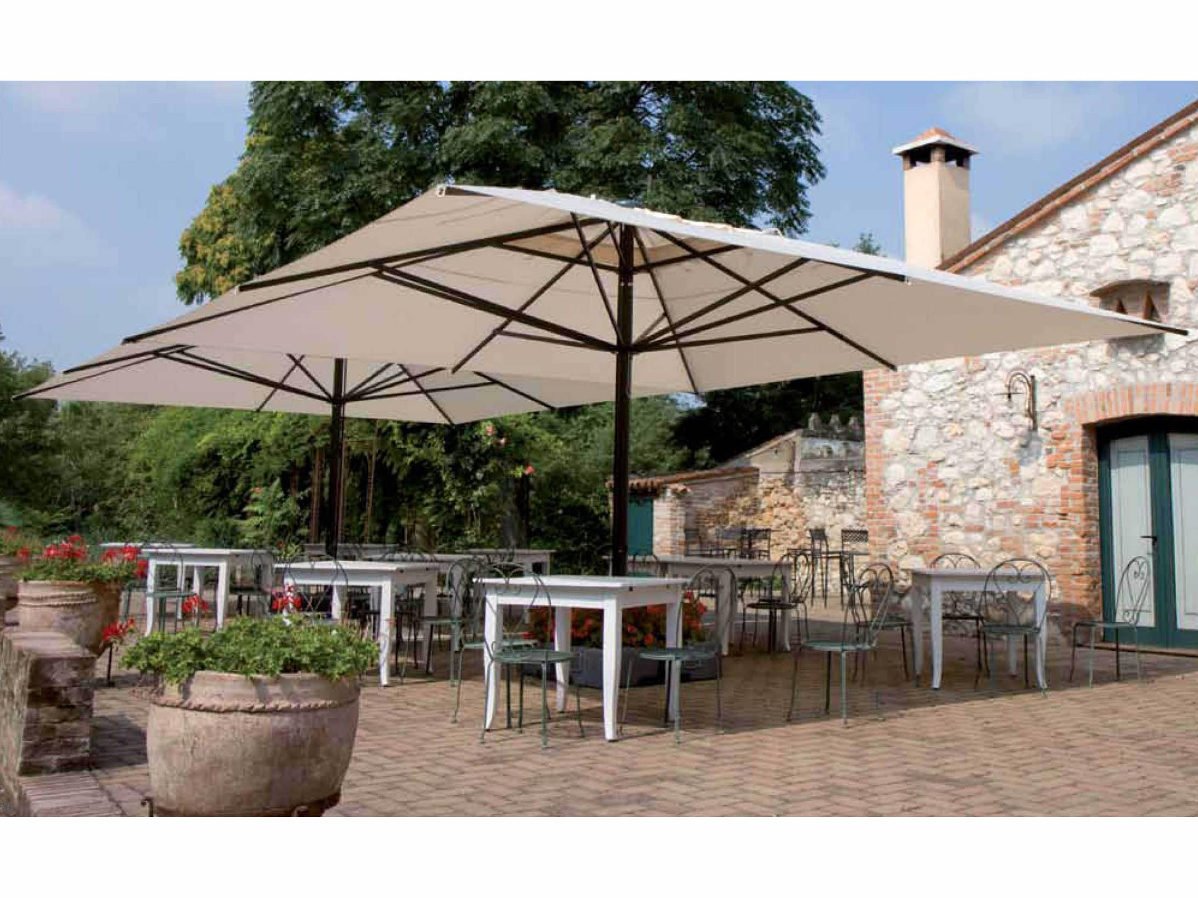 Fiberbuilt Patio Umbrellas Euro - Venice Aluminum Carbon 20 Foot Square Manual Lift Patio Umbrella