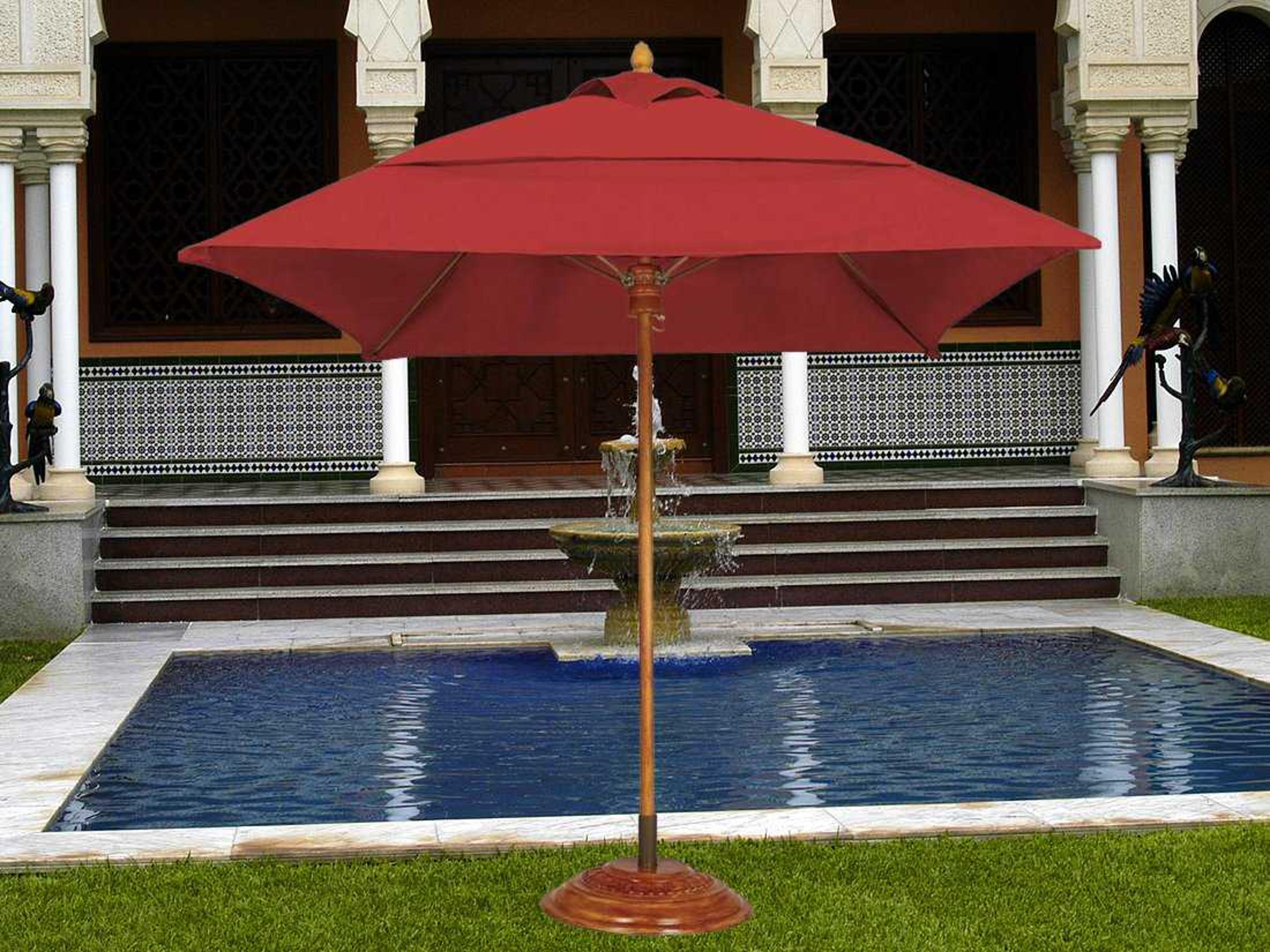 Fiberbuilt Bridgewater Fiber Teak 6 Foot Square Wood Outdoor Umbrella