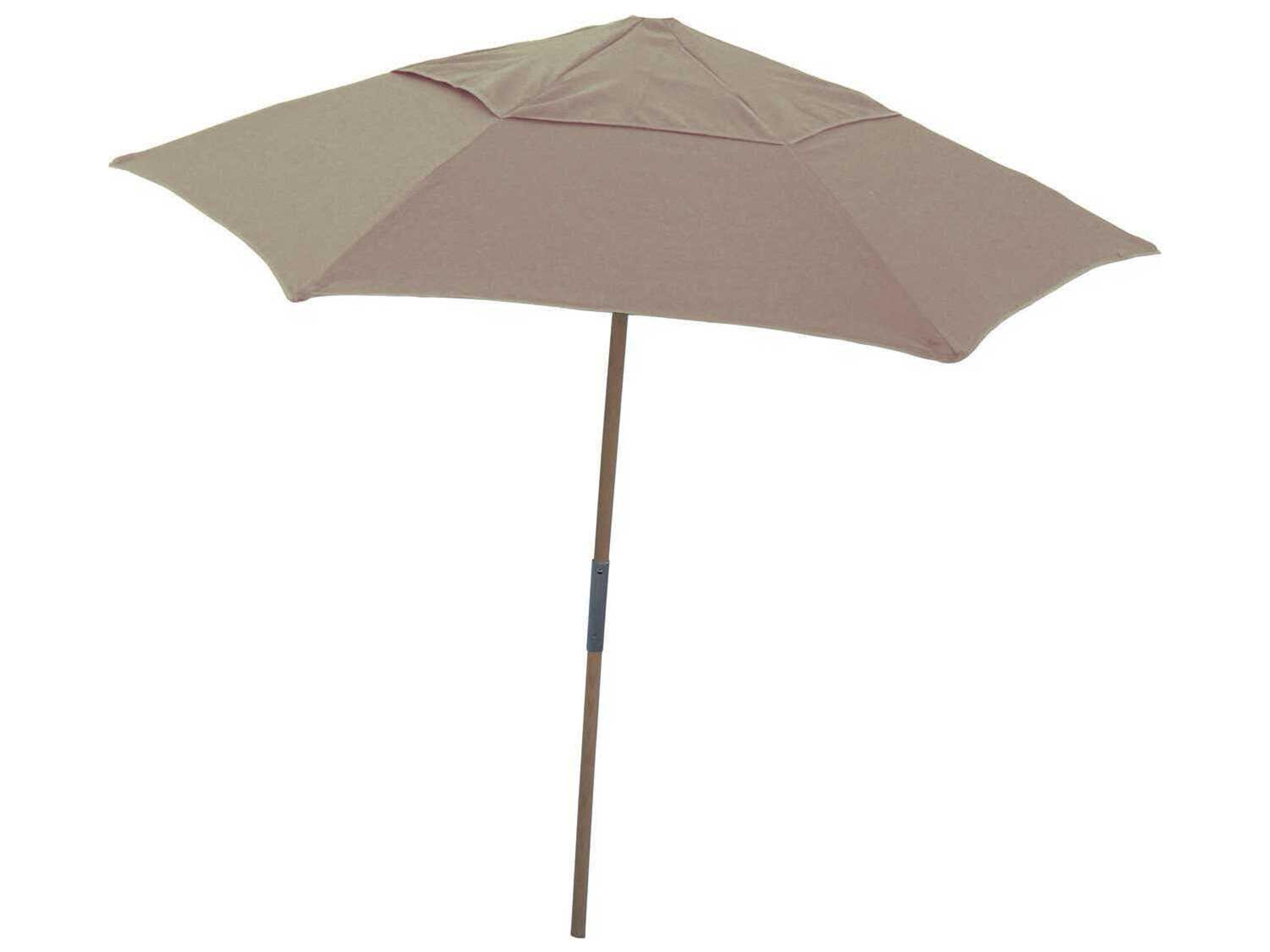 Fiberbuilt Outdoor Umbrellas Beach Oakwood 7.5 Foot Hexagon Push Up Outdoor Umbrella