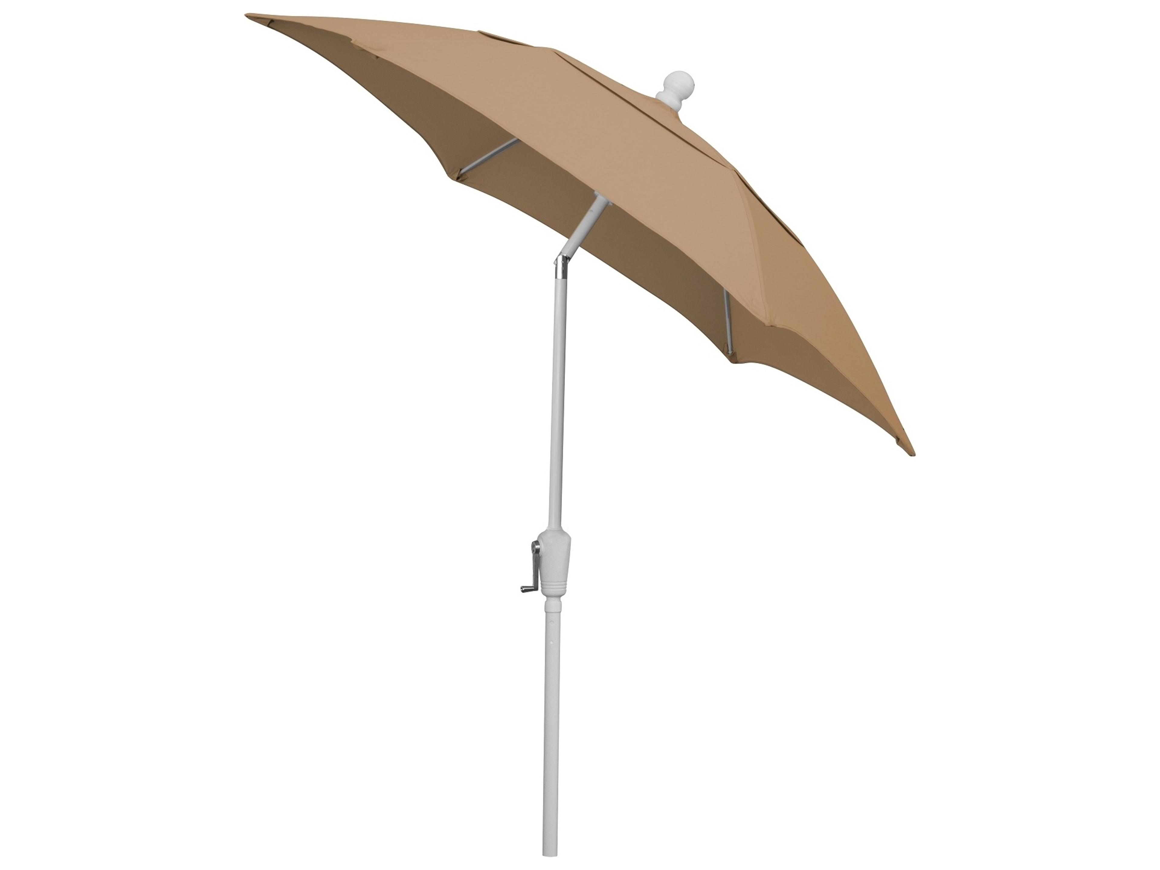 Fiberbuilt Umbrellas Patio Fiberglass White 7.5 Foot Hexagon Crank Umbrella