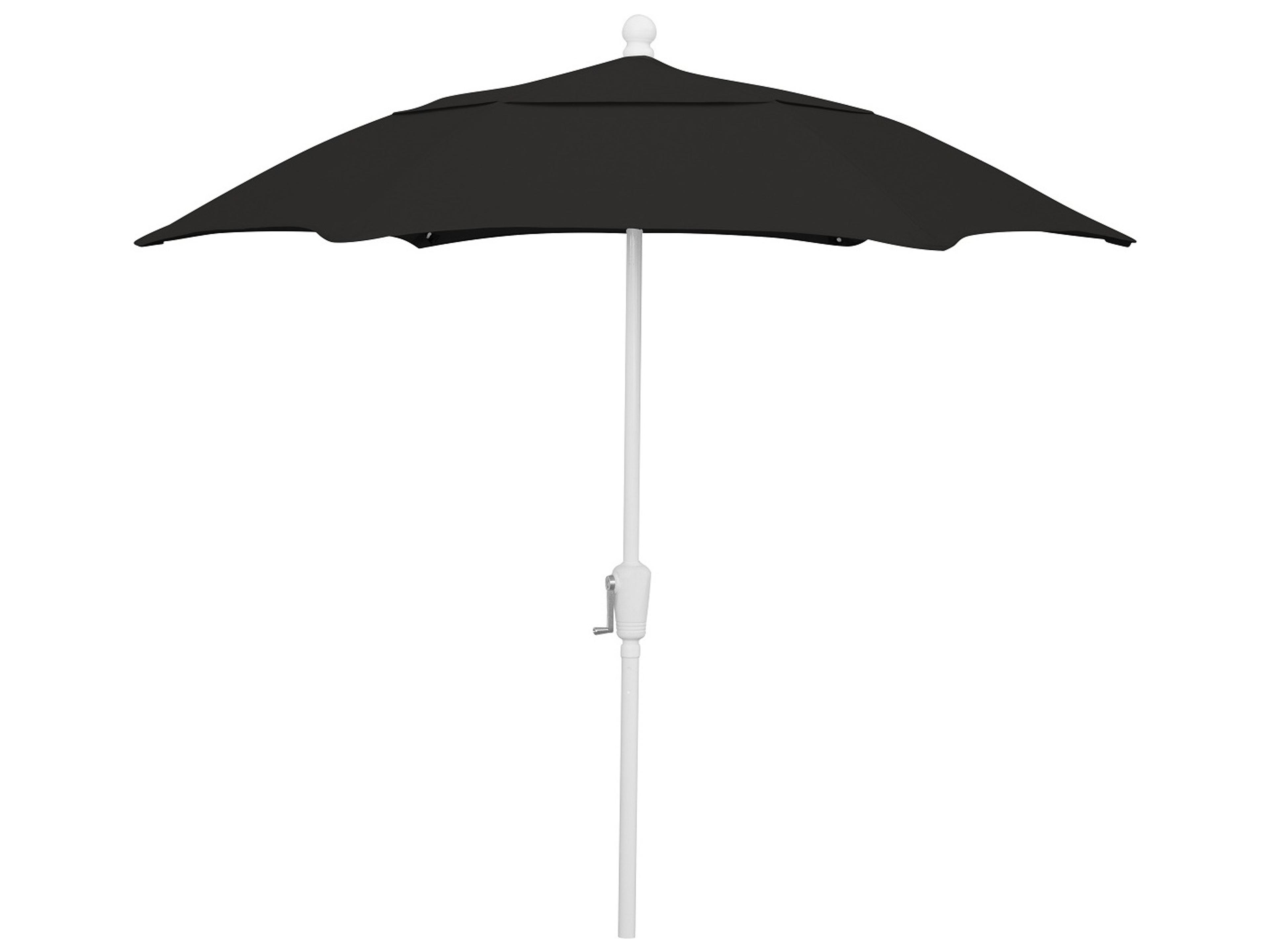 Fiberbuilt Umbrellas Patio Fiberglass White 7.5 Foot Hexagon Crank Umbrella
