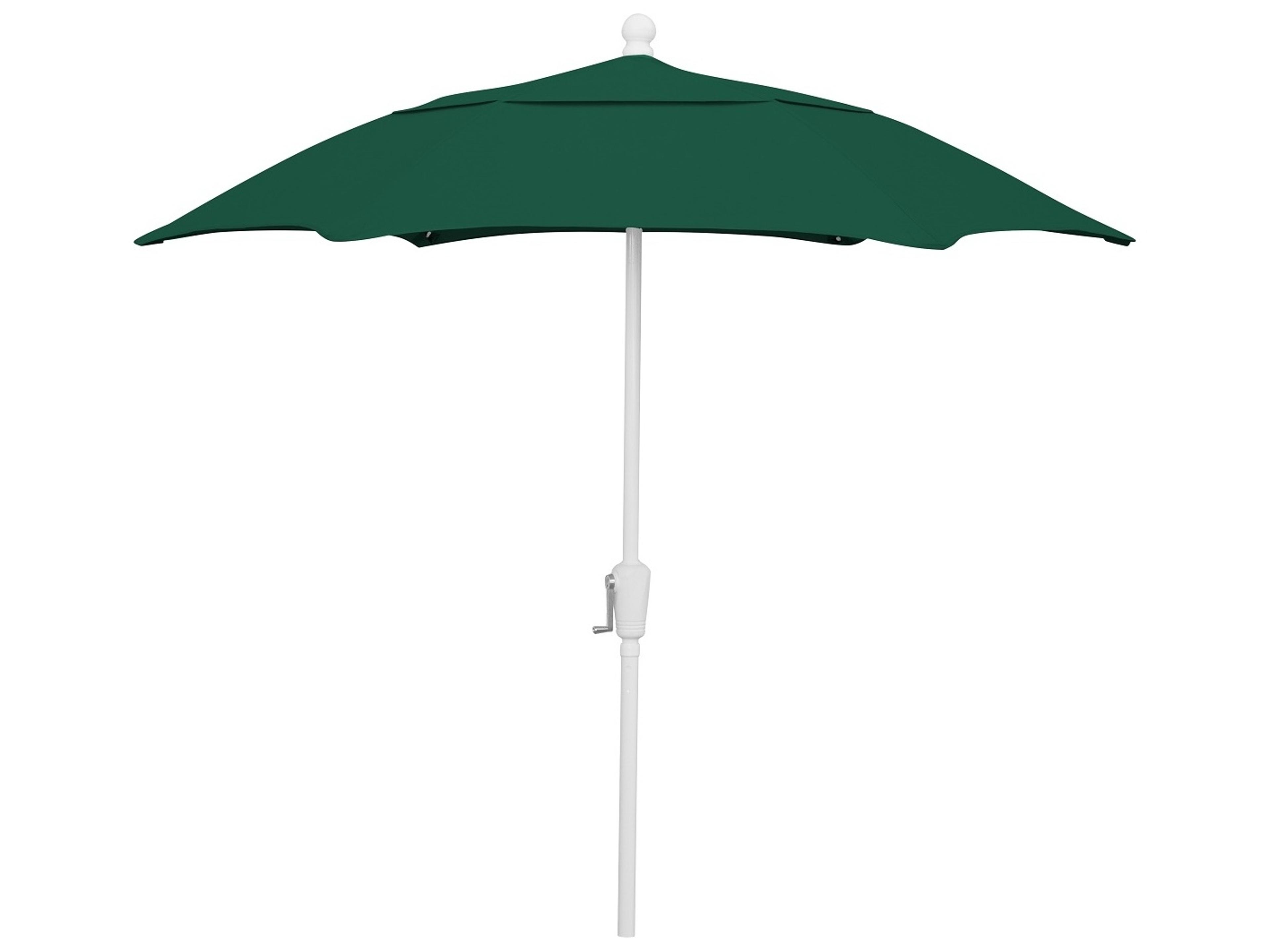 Fiberbuilt Umbrellas Patio Fiberglass White 7.5 Foot Hexagon Crank Umbrella
