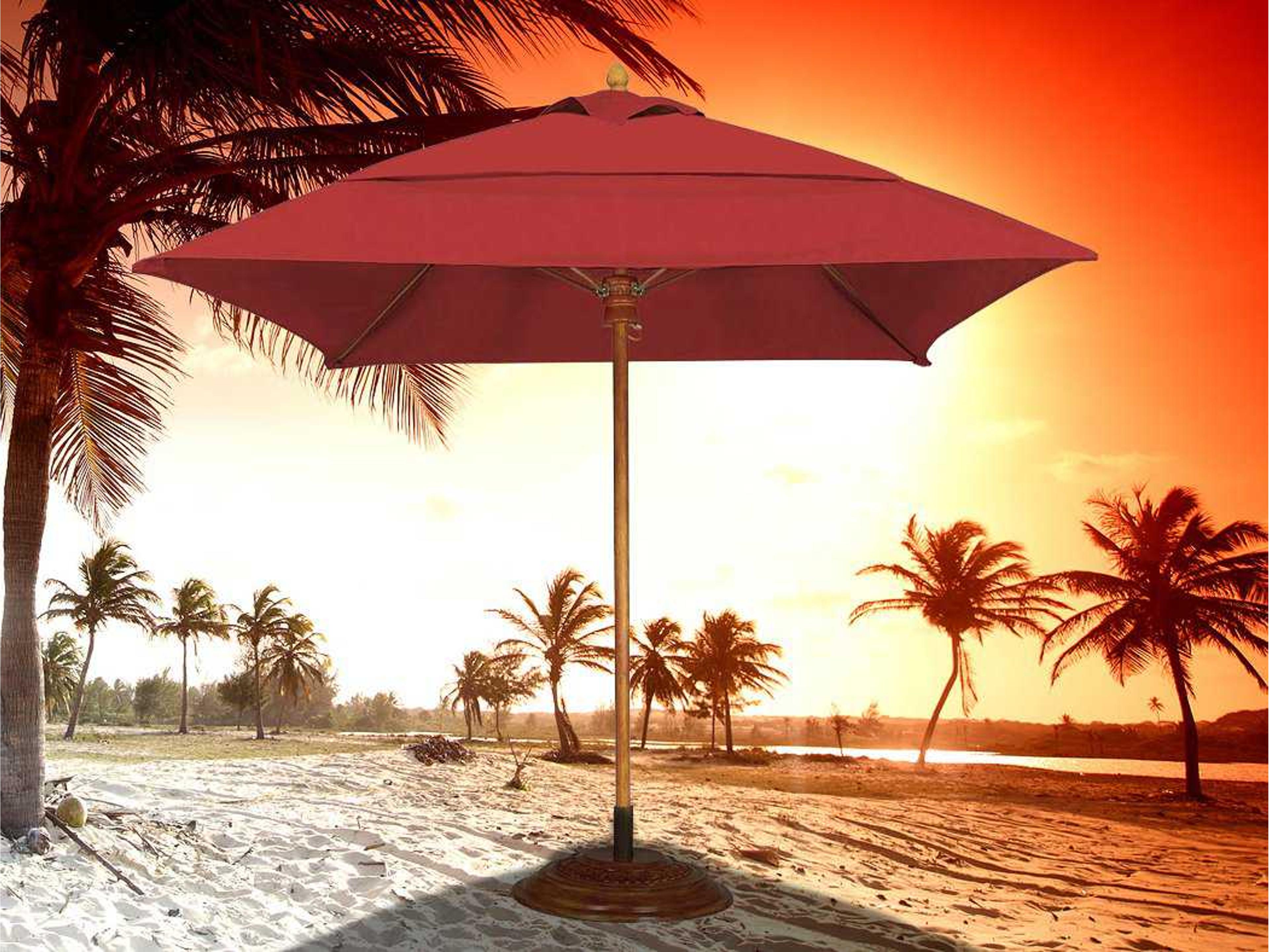 Fiberbuilt Bridgewater Fiber Teak 7.5 Foot Square Pulley Wood Patio Umbrella