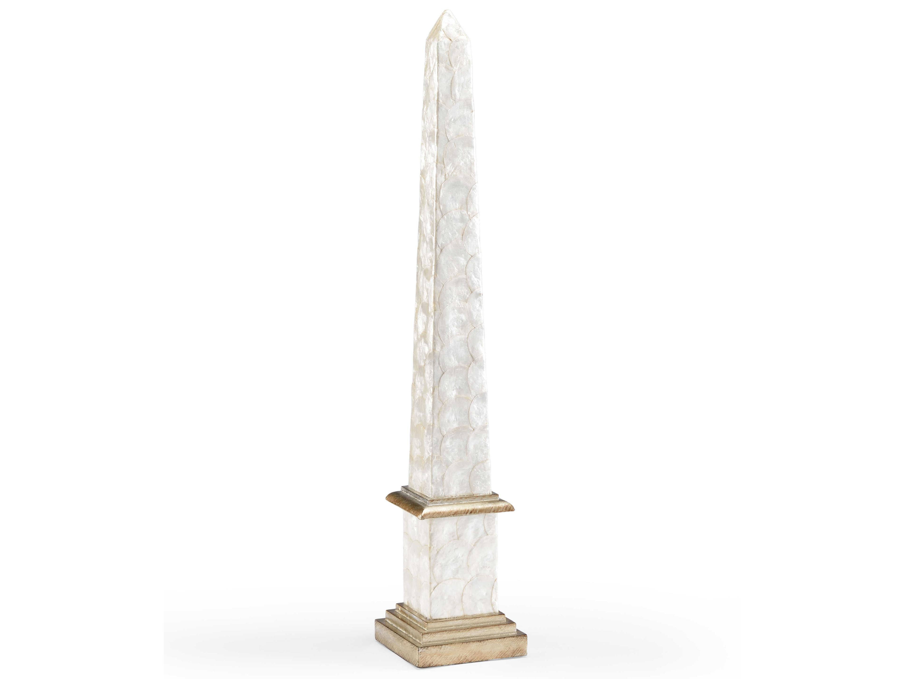 Pearl Pylon Natural Capiz Shell Decorative Accent with Antique Gold