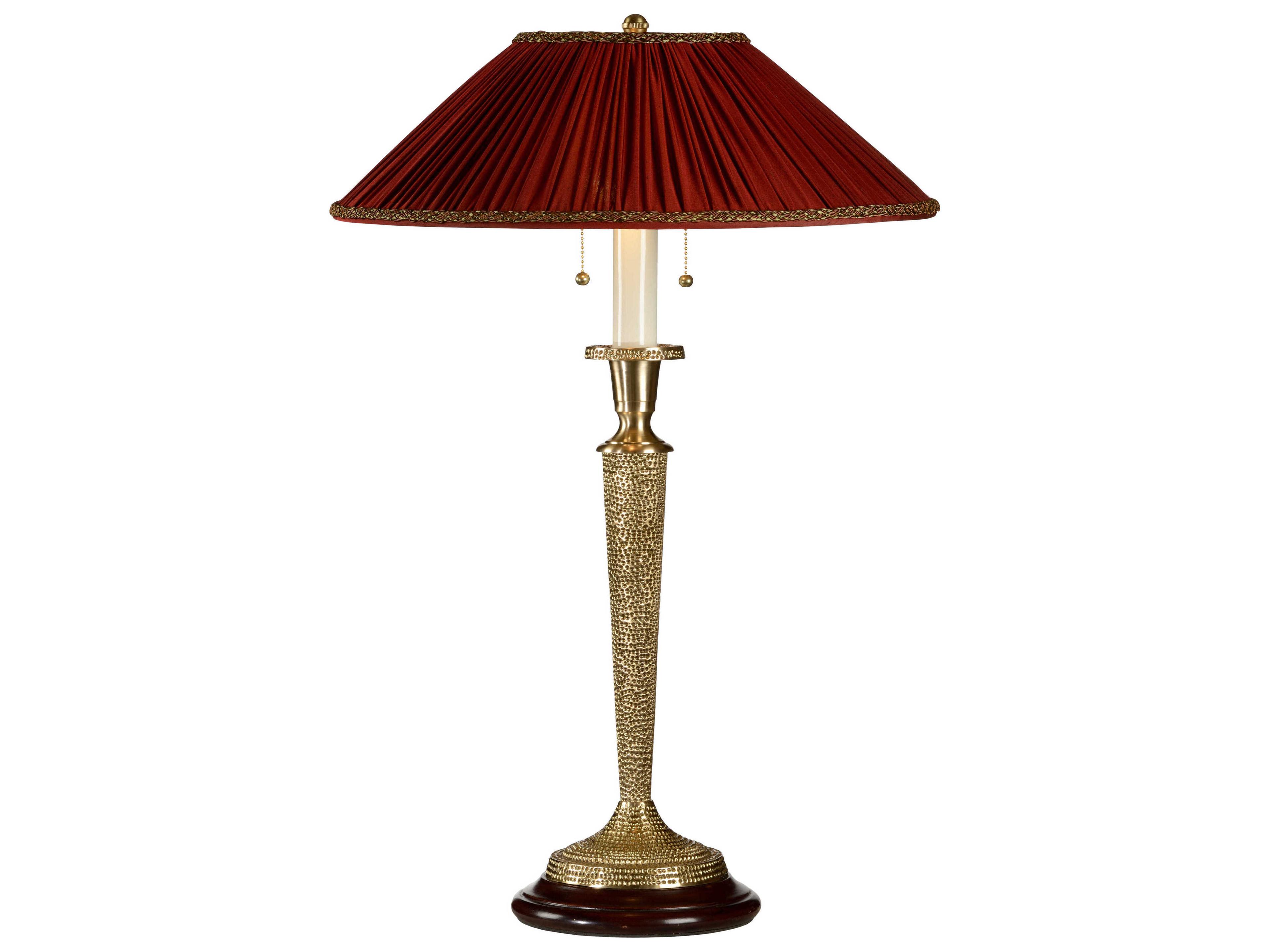Jeweler's Hammer Gold Burgundy Silk Brass Buffet Lamp