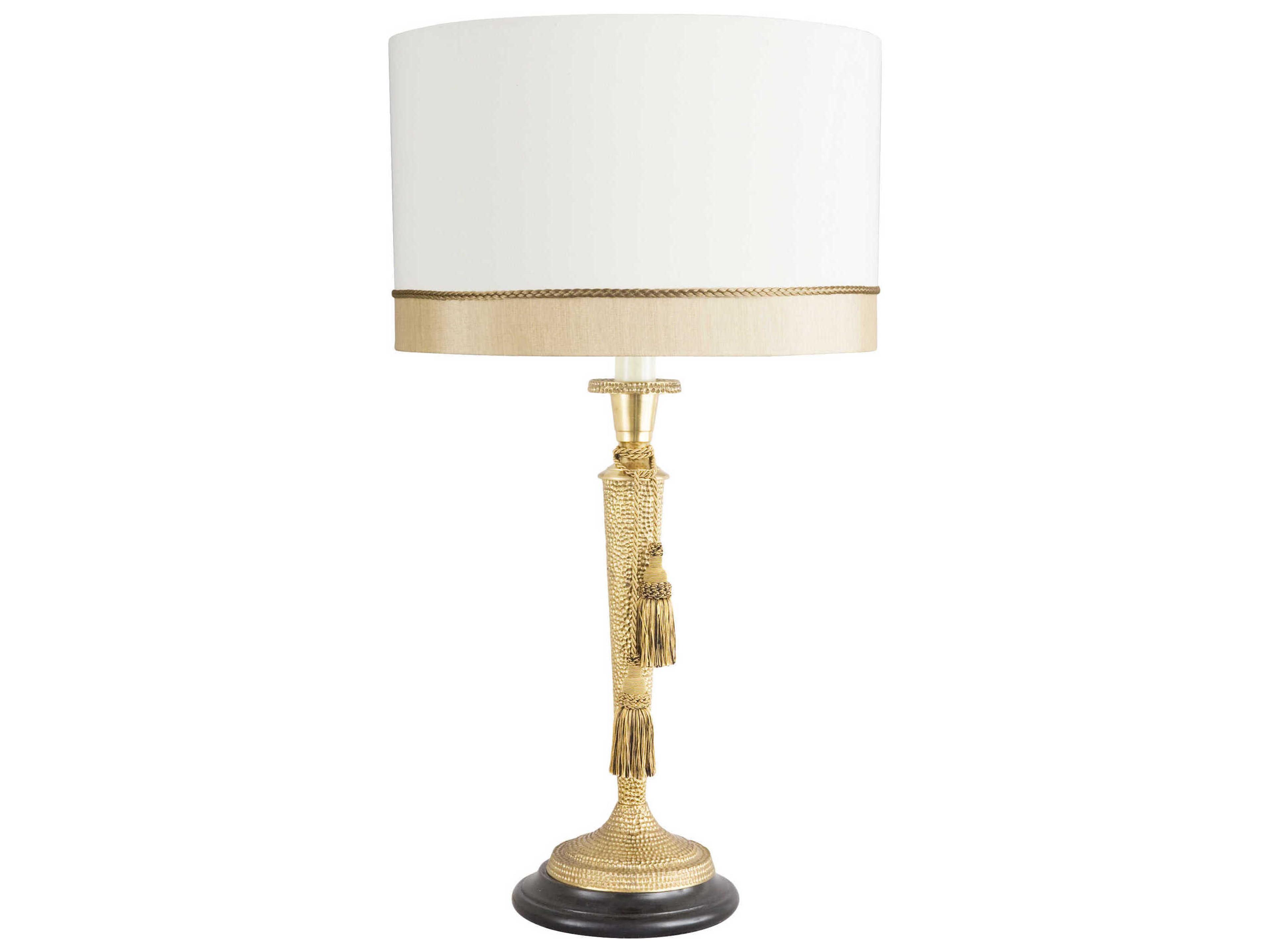Jeweler's Hammer Gold Off White Silkette Brass Buffet Lamp