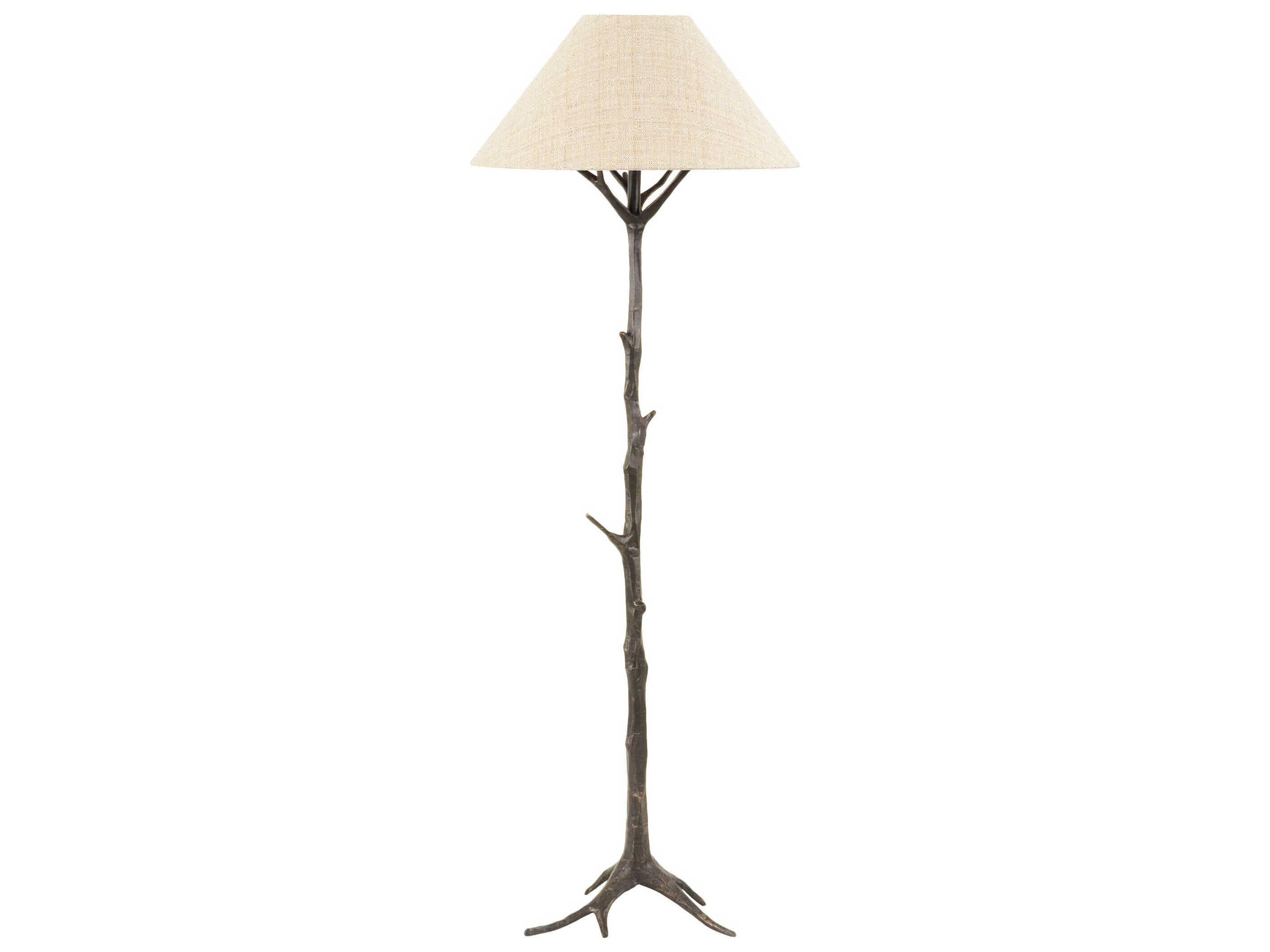 Sprig's Promise 2-Light Floor Lamp in Dark Bronze with Linen Shade