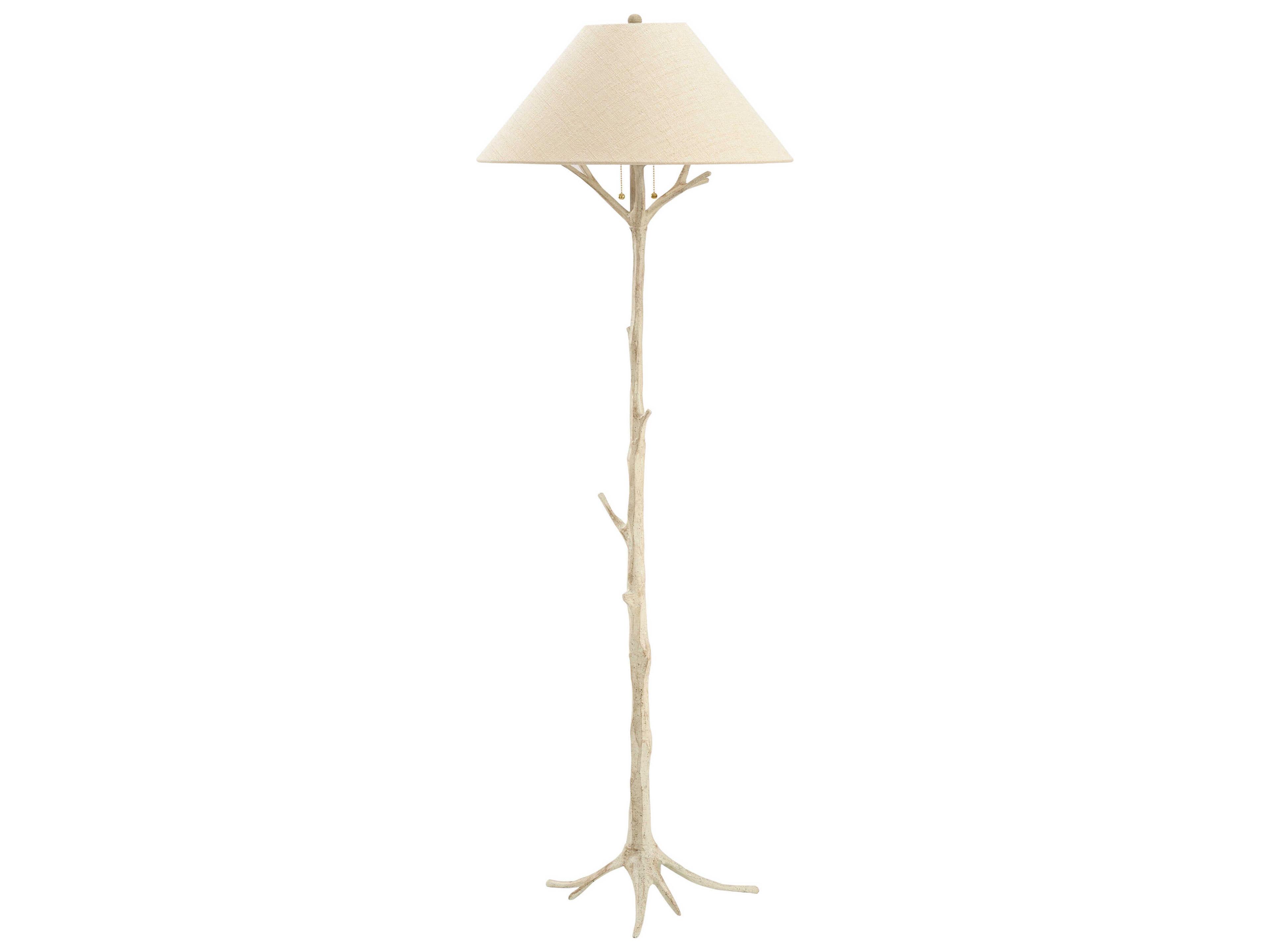 Sprig's Affirmation Antique White Cream Linen Floor Lamp