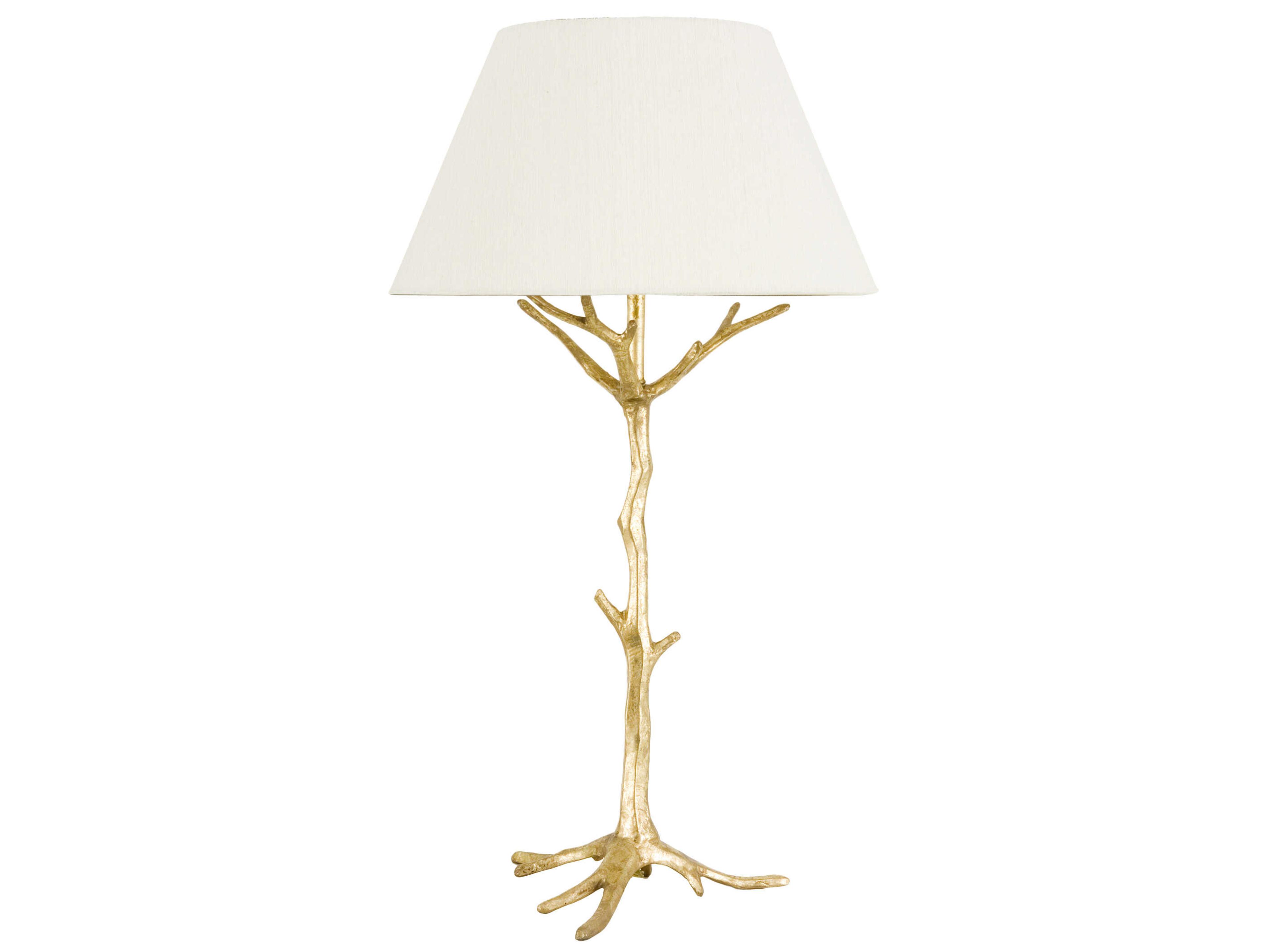 Frederick Cooper Sprig's Promise Gilded Gold Cream Raw Silk Buffet Lamp