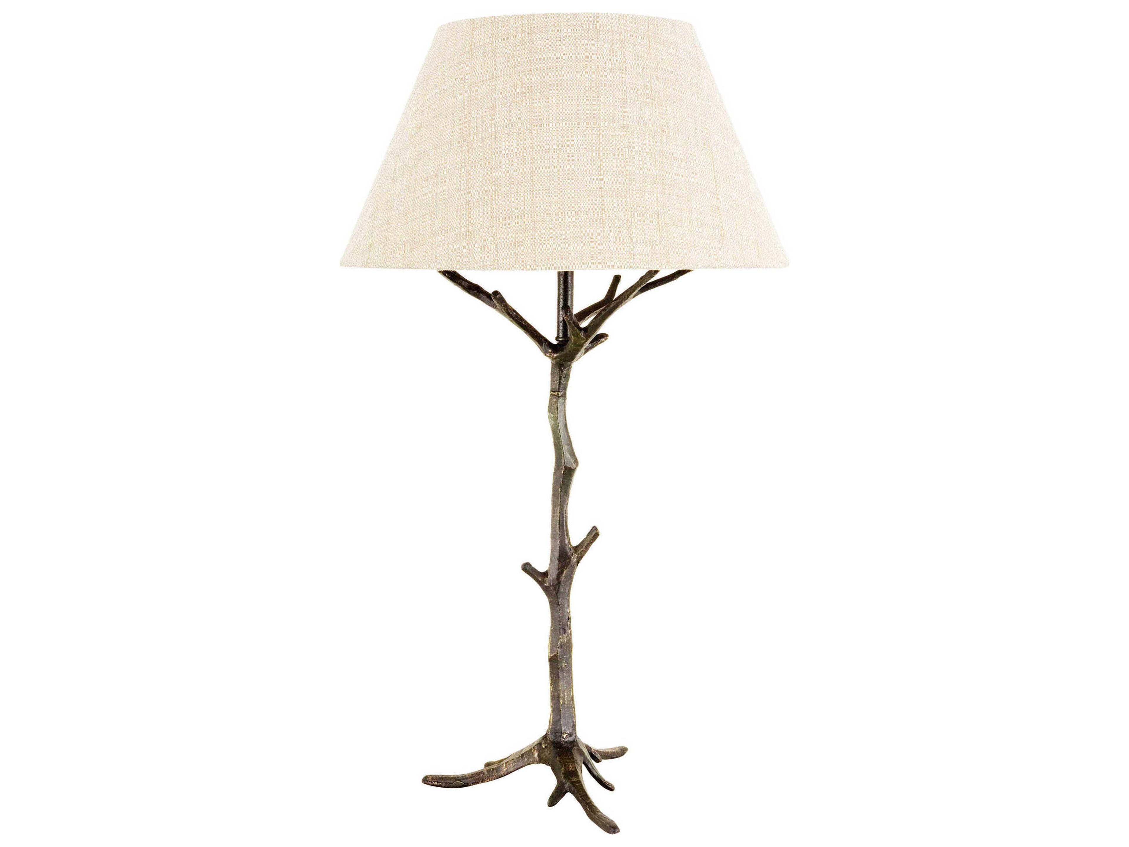 Frederick Cooper Sprig's Promise Dark Bronze Cream Linen Buffet Lamp