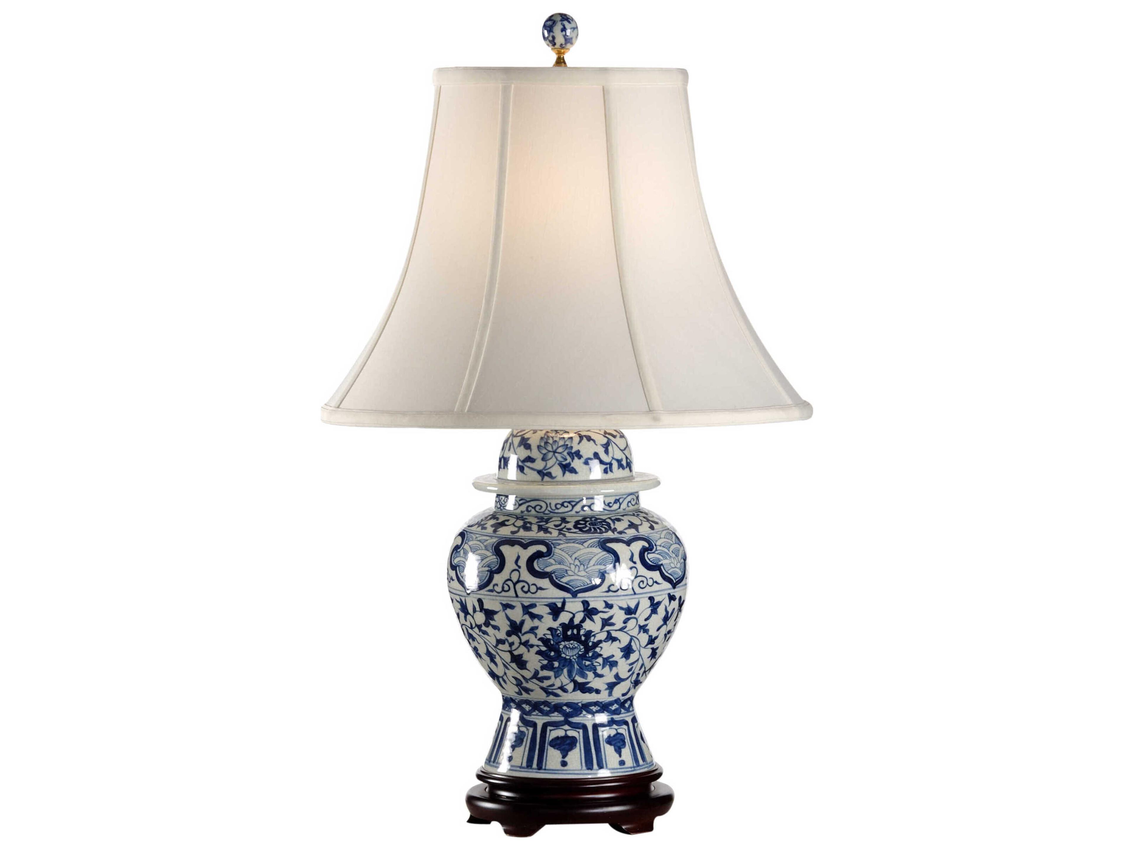 Indigo Garden Hand Painted Blue White Bone Silkette Buffet Lamp