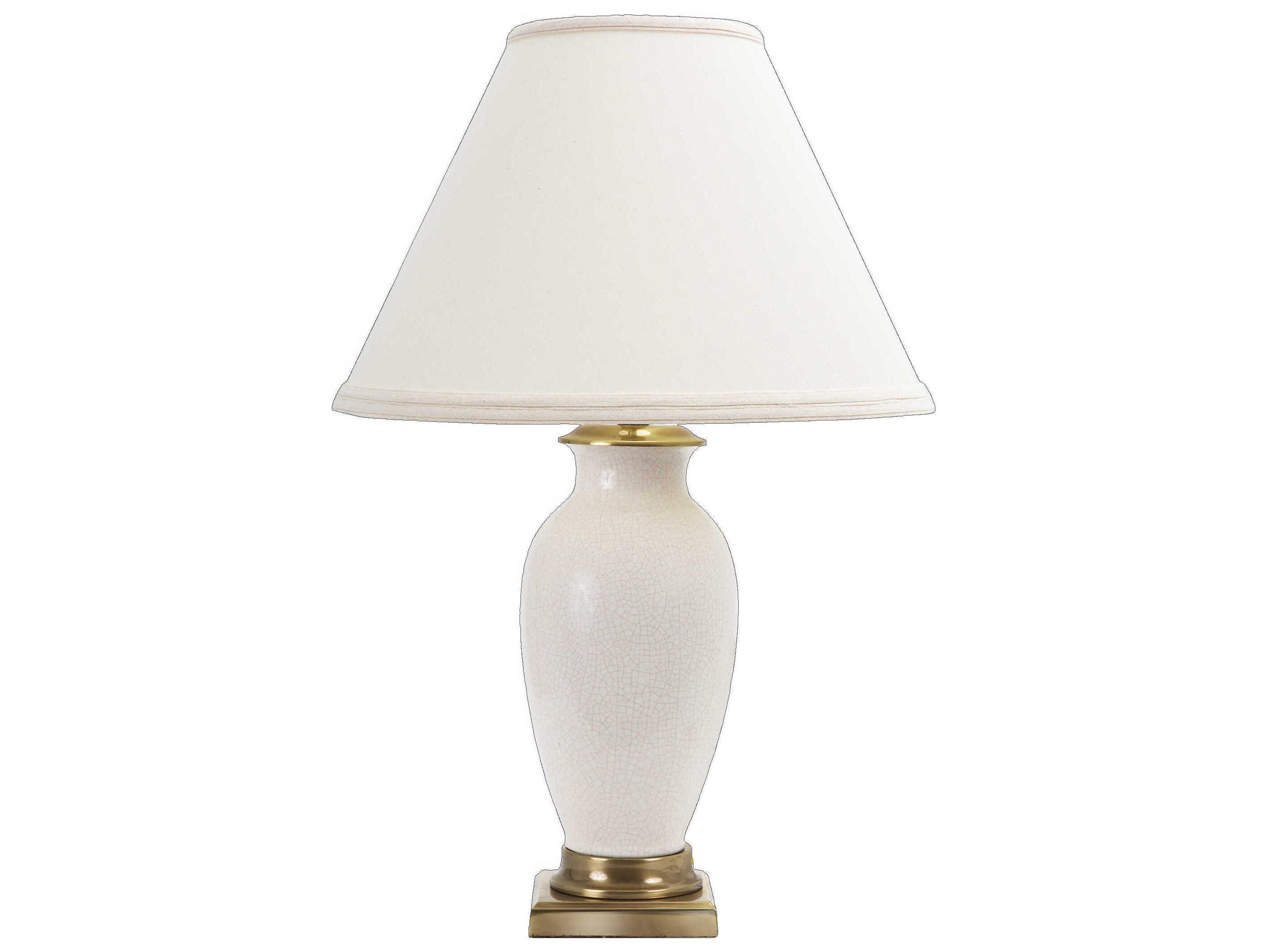 Frederick Cooper Kyoko White Crackle Glaze Beige Linen Buffet Lamp