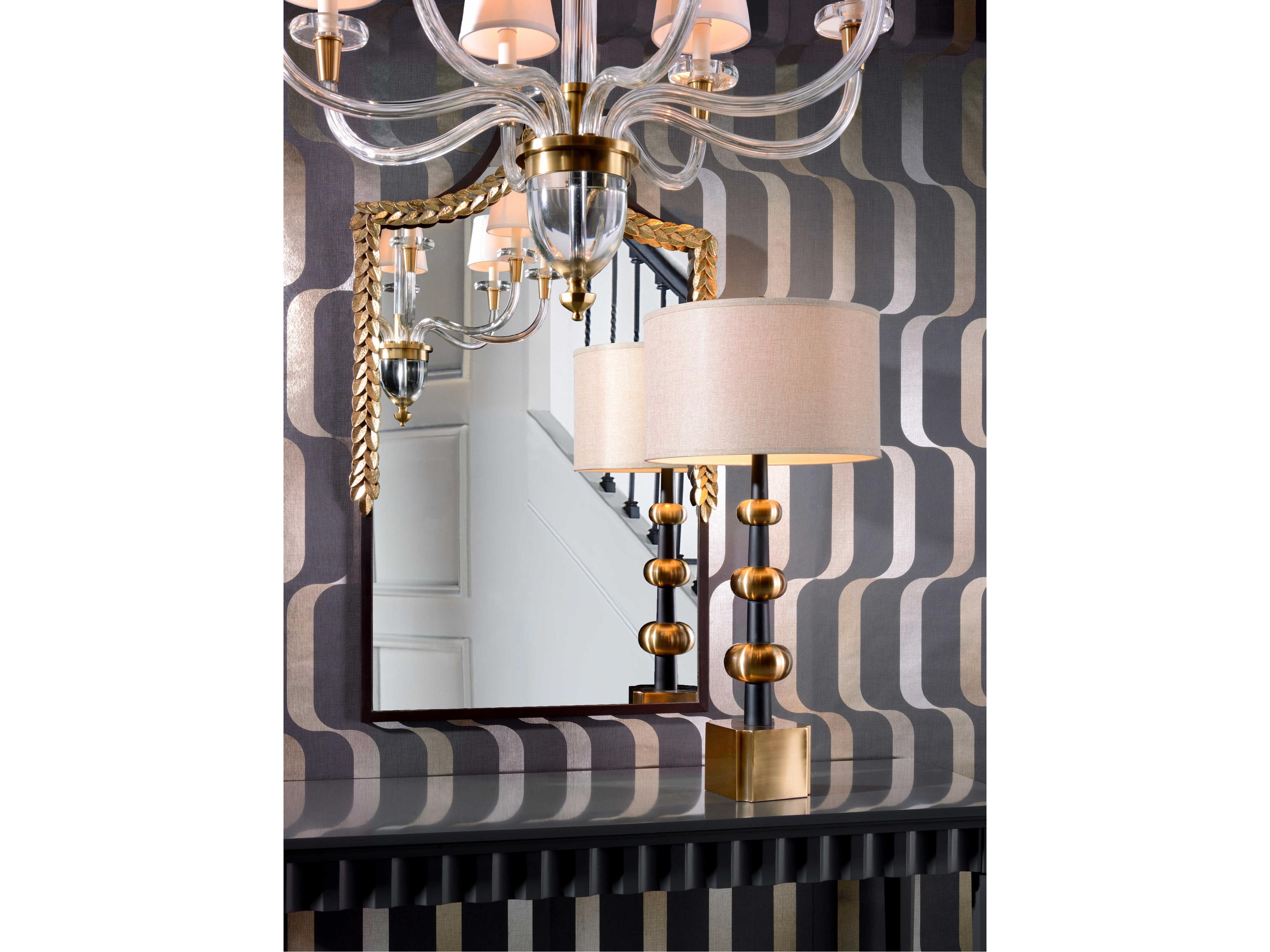 Frederick Cooper Hudson Blacksmith antique Brass Natural Linen Buffet Lamp