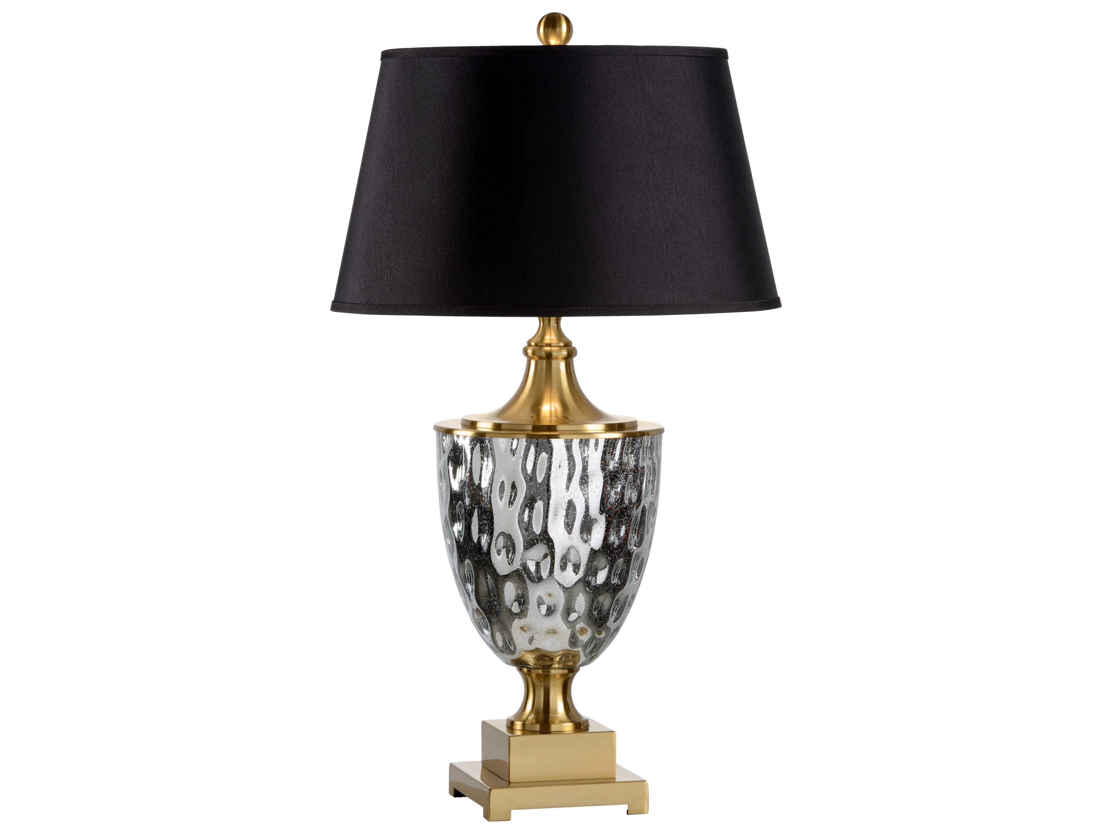 Christopher Glass Mercury Dimpled Black Silkette Gold Buffet Lamp