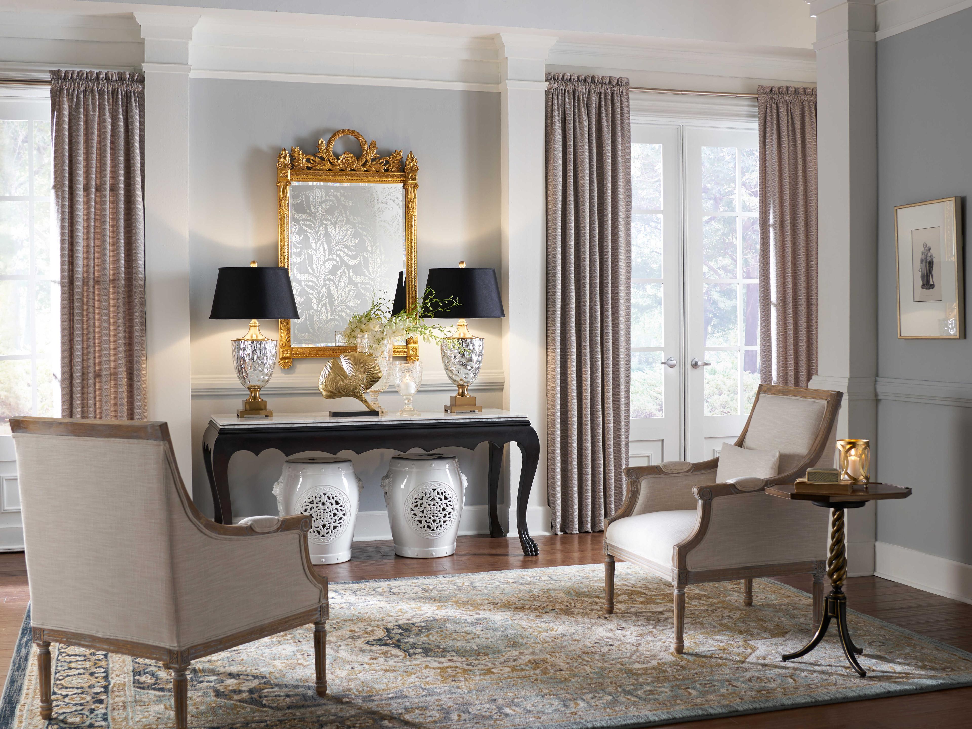 Frederick Cooper Christopher Glass Mercury Dimpled Black Silkette Gold Buffet Lamp