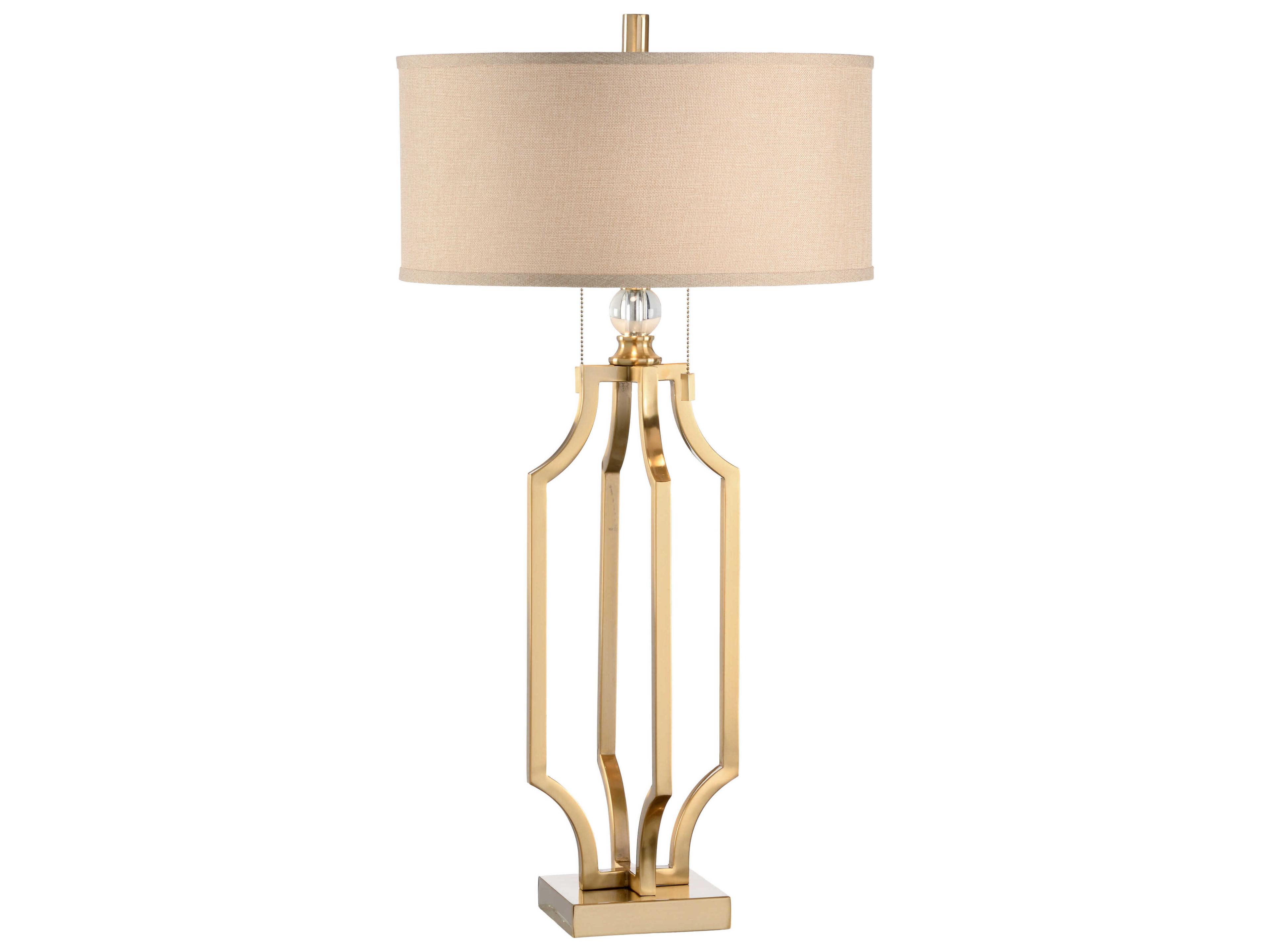 Valentino Antique Brass Tan Linen Buffet Lamp