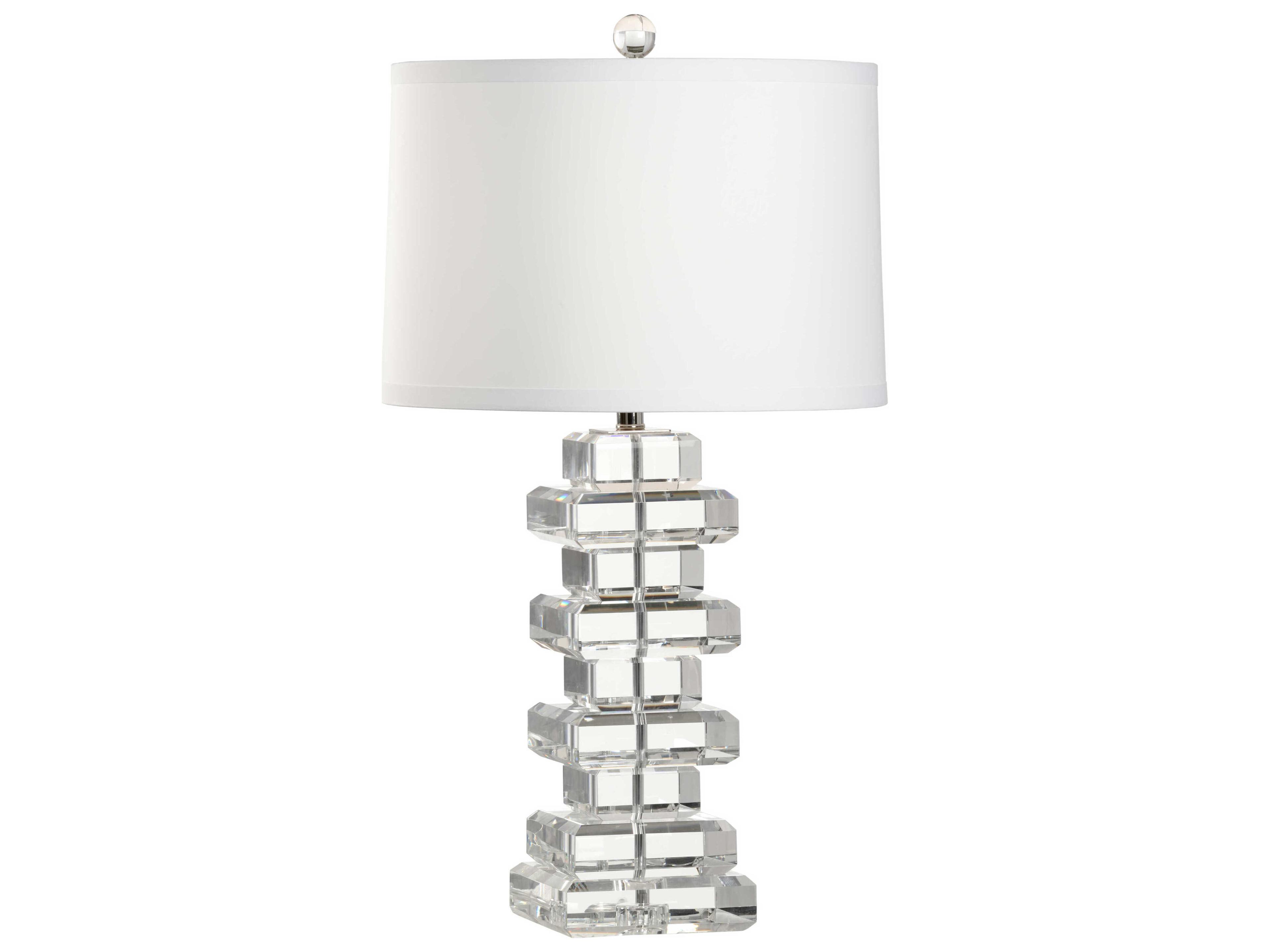 Regency Crystal Clear Off White Silk Buffet Lamp