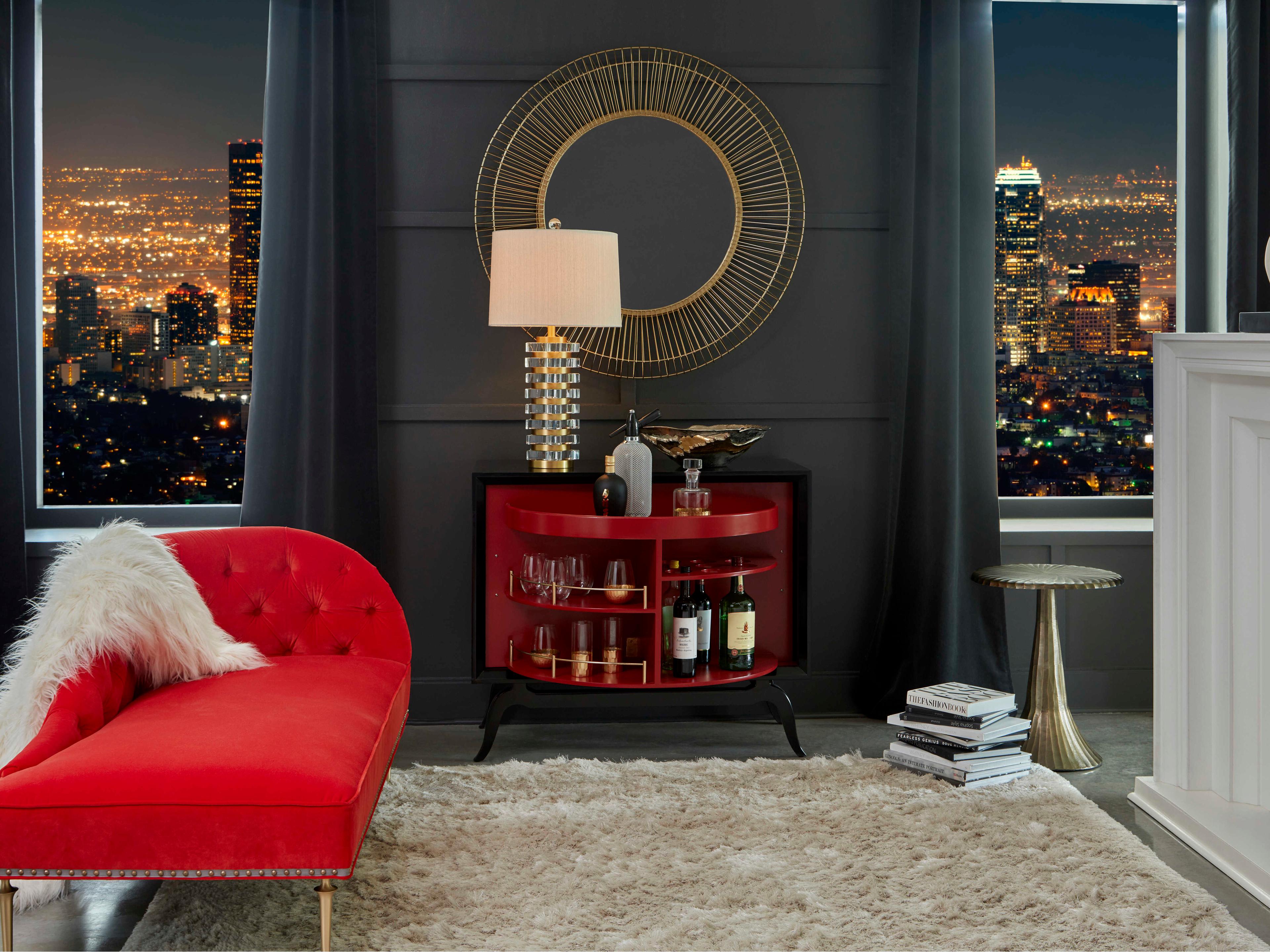 Frederick Cooper Layers Of Luxe Crystal Gold Clear Cream Raw Silk Buffet Lamp