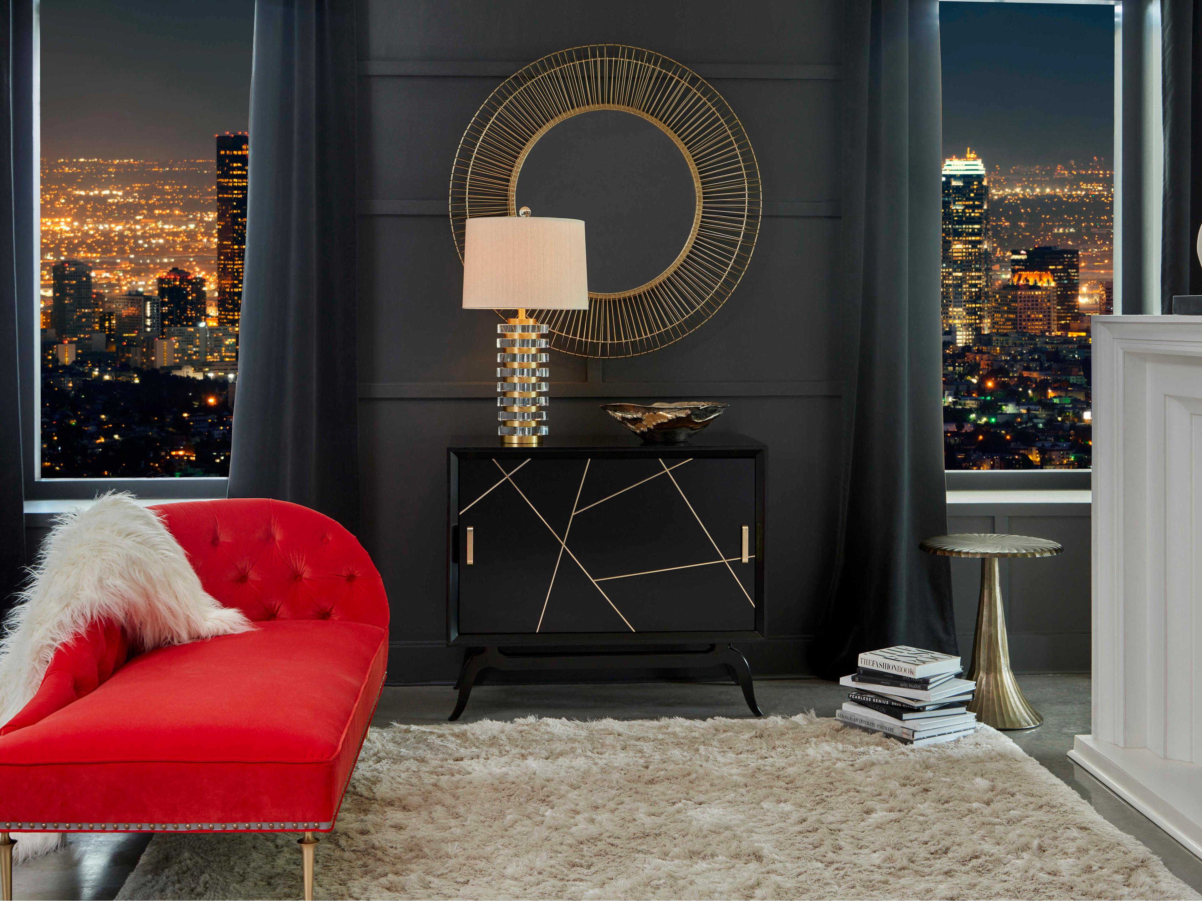 Frederick Cooper Layers Of Luxe Crystal Gold Clear Cream Raw Silk Buffet Lamp