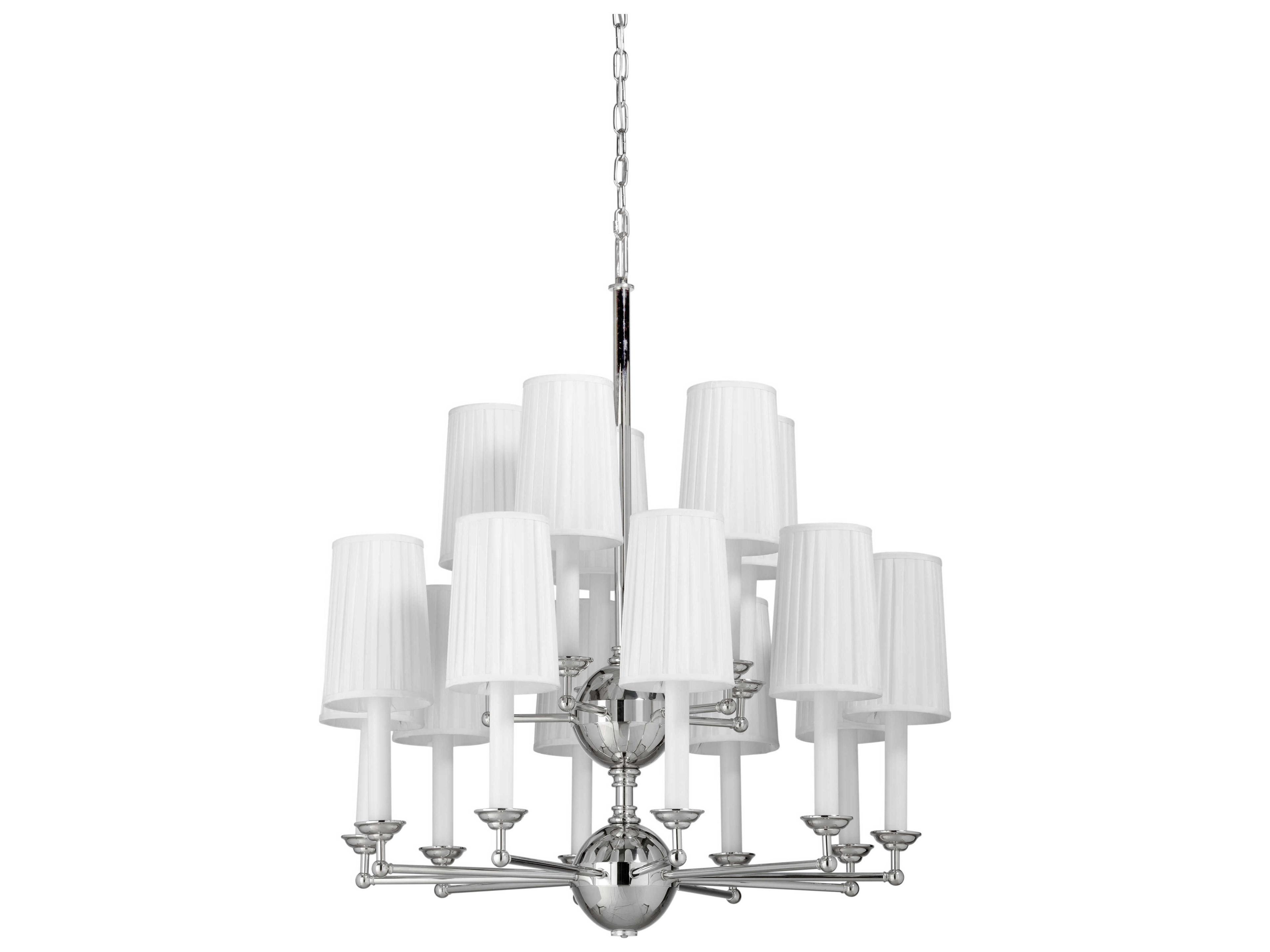 Frederick Cooper 15-Light Polished Nickel White Candelabra Empire Tiered Chandelier