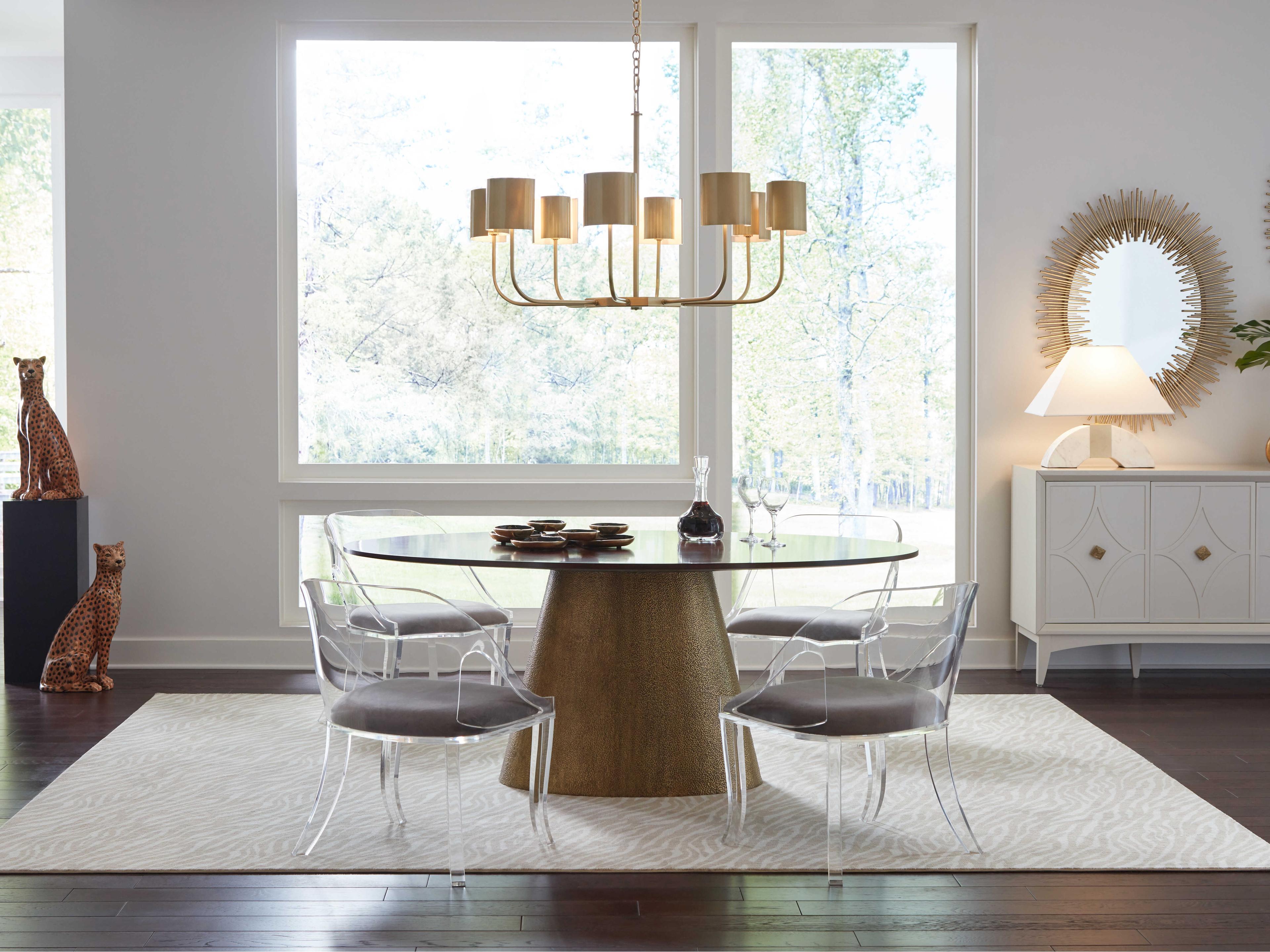 Frederick Cooper 8-Light Antique Brass Candelabra Geometric Linear Chandelier