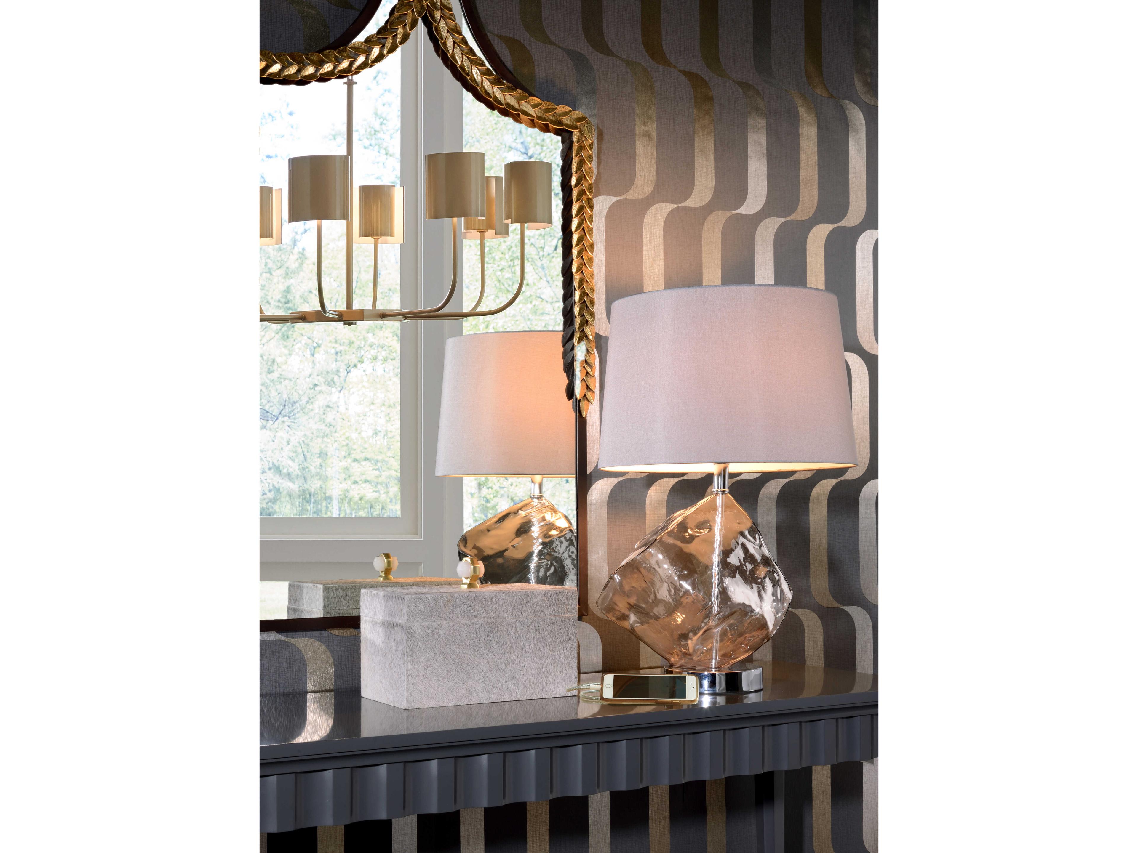 Frederick Cooper 8-Light Antique Brass Candelabra Geometric Linear Chandelier